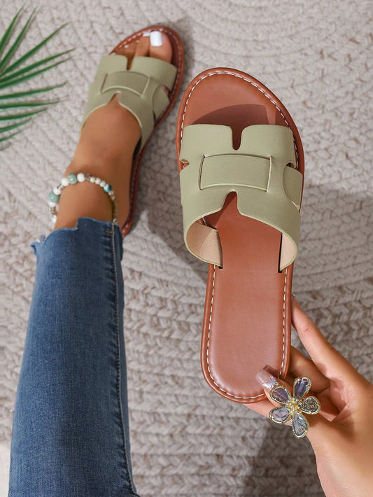 Korean Style Casual Flat Sandals For Women, Open Toe, Spring/Summer/Autumn, New Woven Roman Beach Resort Shoes, Fashionable Flat French Shoe With Skirt, Suitable For Beach, Apartment, White/Beige/Black/Orange/Purple/Grey/Gold/Silver/Blue/Green/Pink/Brown/