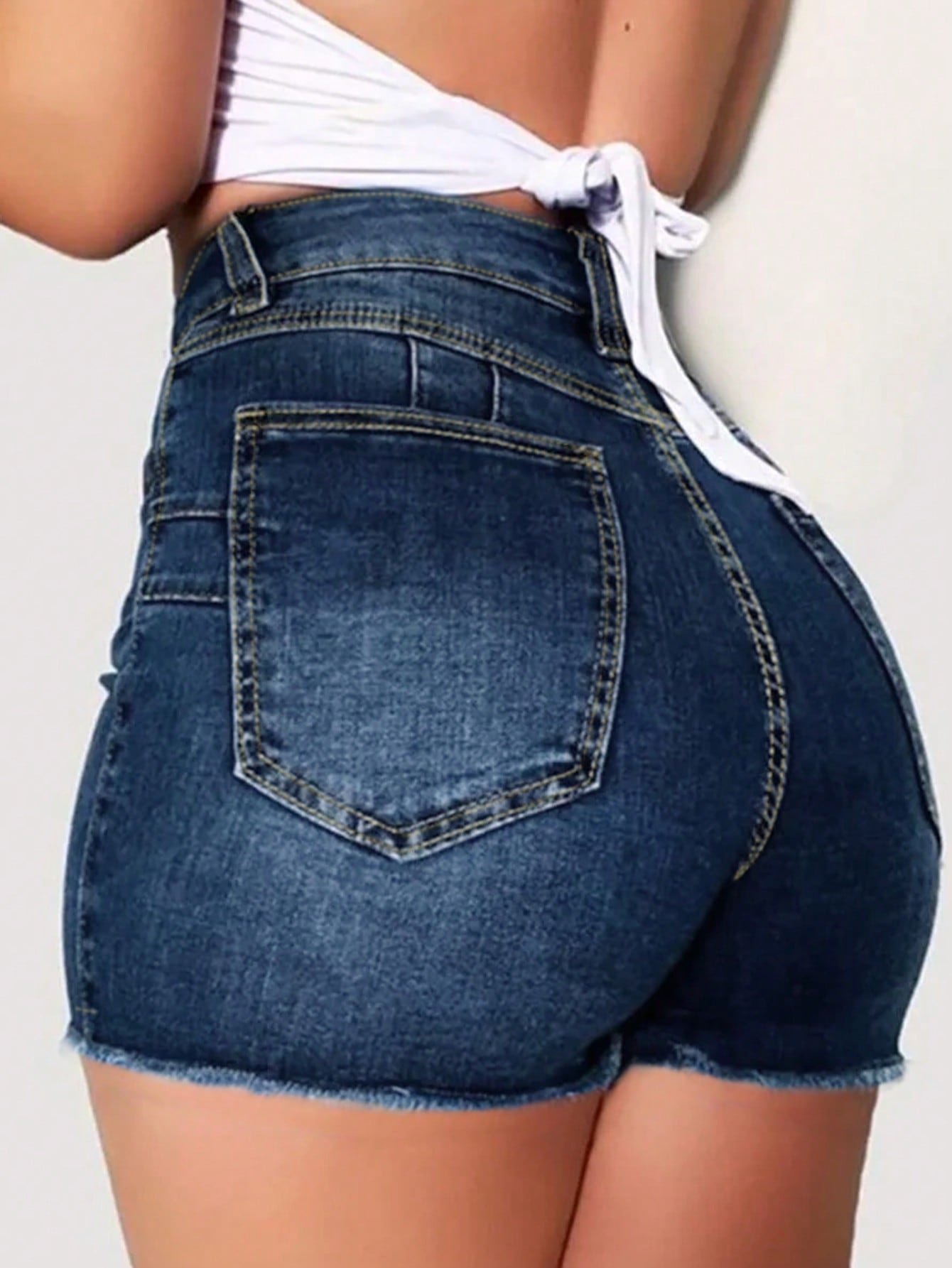 Sexy High Waisted Belted Denim Shorts With Pockets Booty Shorts