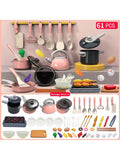 61PCS Pink Play House Kitchen Set Cute And Small Simulated Kitchenware Girl Toys