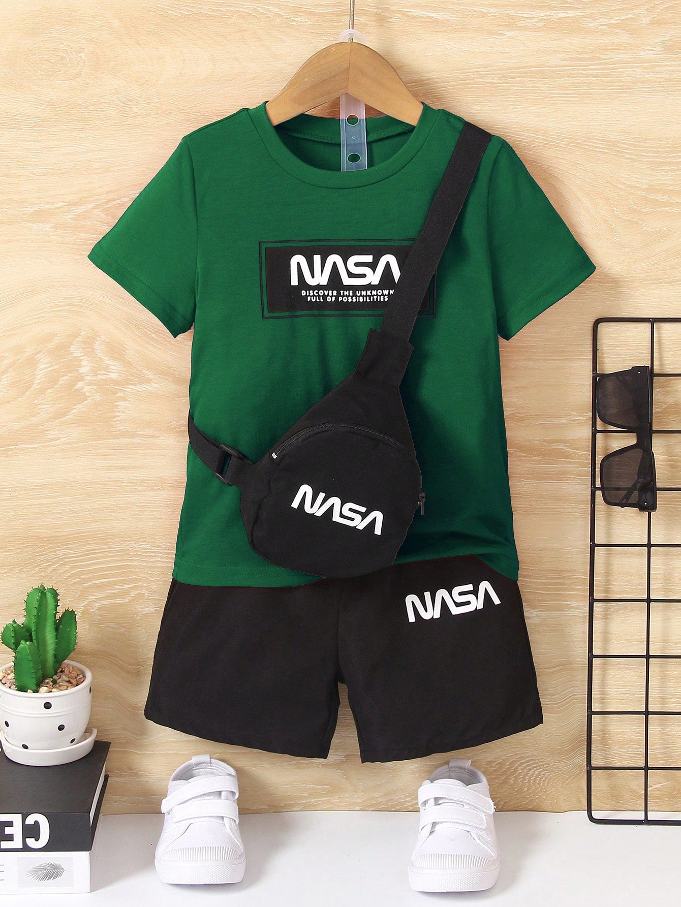 Young Boy 3pcs/Set T-Shirt+Shorts+Backpack Casual Sporty Fashion Streetwear Outfits