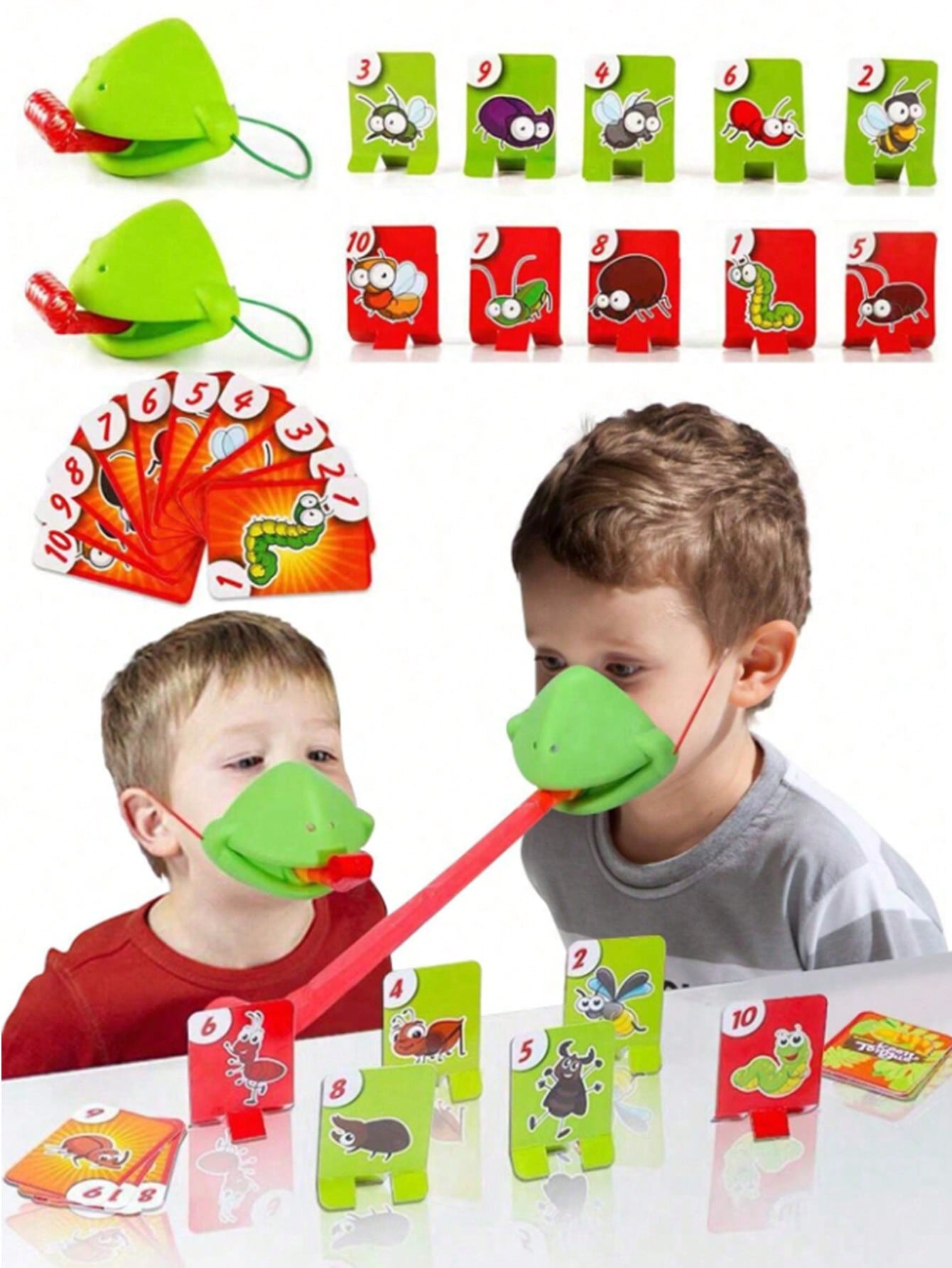 Frog Mouth Tongue Sticking Table Game Lizard Card Playing Parent-Child Interactive Desktop Children Toy Gift (Some Parts' Color Is Random)