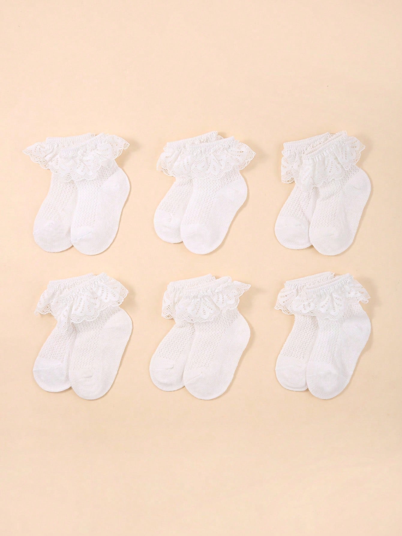 5pairs Baby Girls Casual Ruffle Frilly Socks For Daily Life