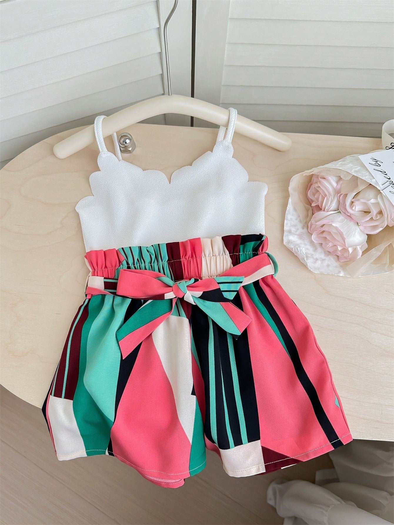 Young Girl'S Casual Spring/Summer Overall Shorts With Suspended Straps