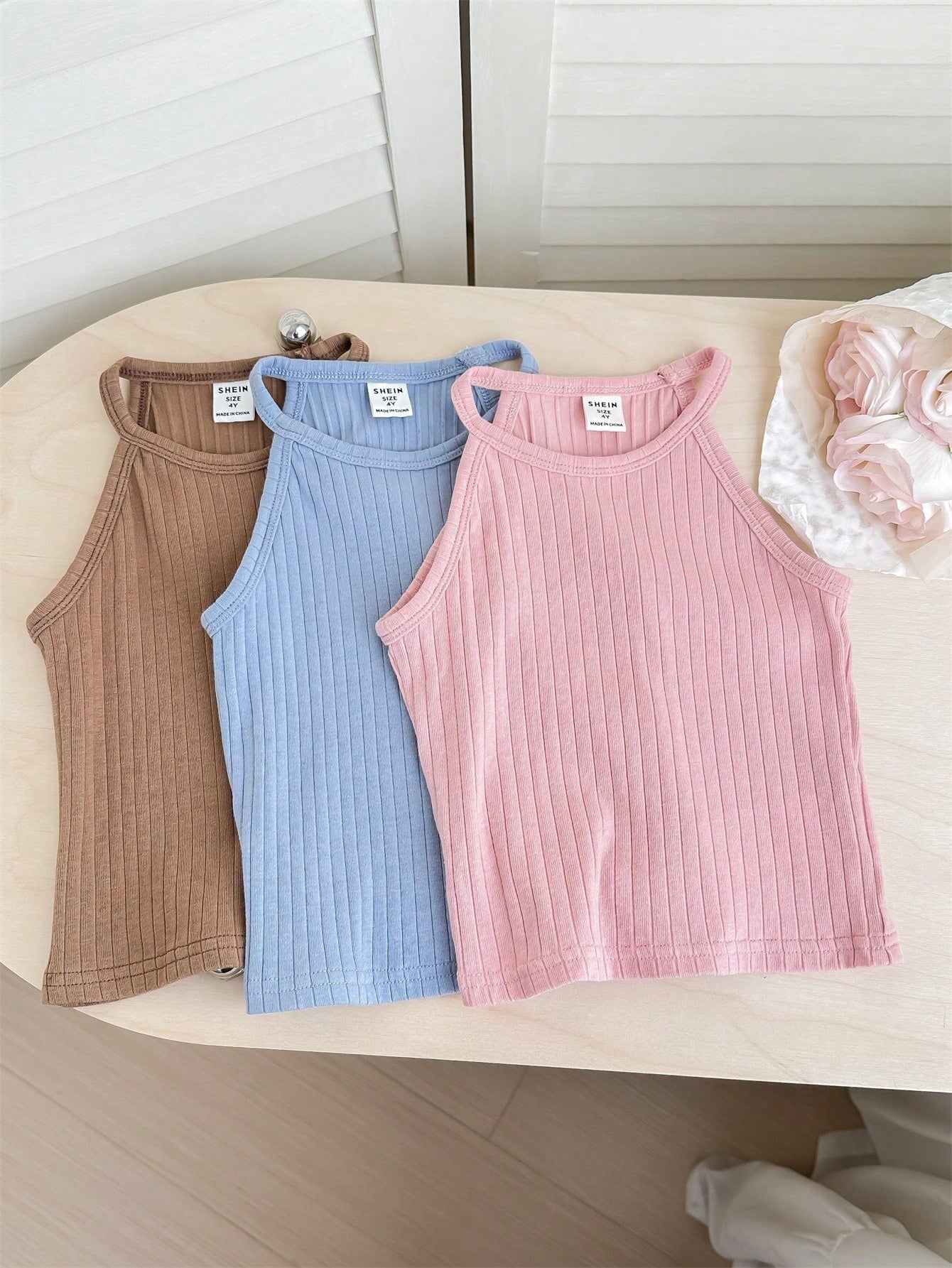 Young Girl Sporty & Cool Knit Tank Top, Ribbed, Solid, 3pcs/Pack