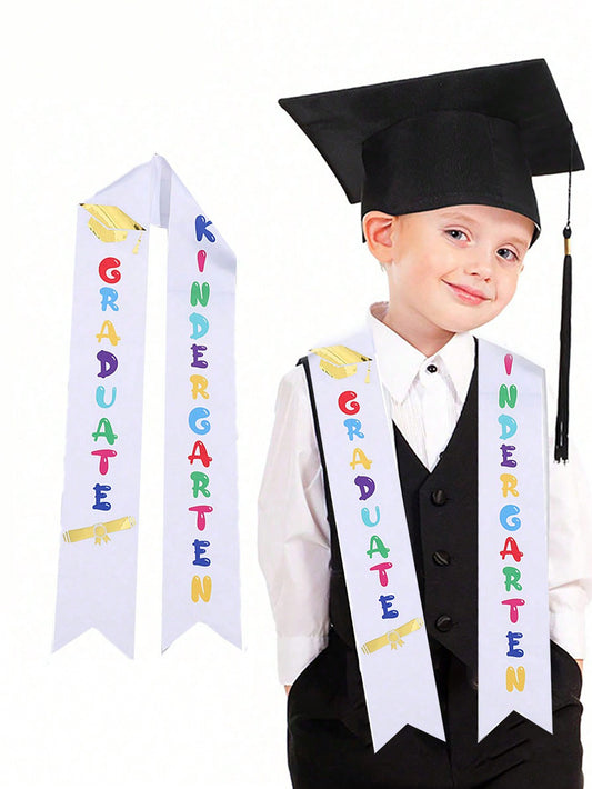 Children Graduation Shoulder Ribbon, Pre-School Ceremony Honor Award Satin  With Print