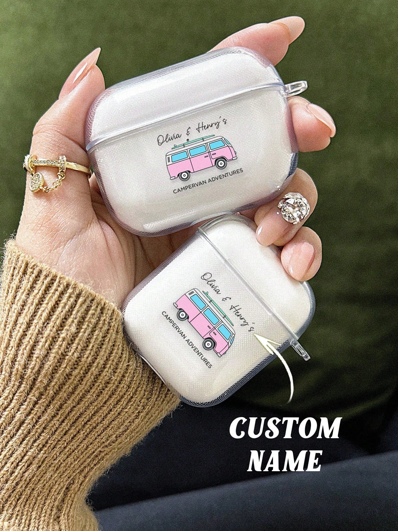 1pc Custom Name AirPods Case, Personalized Name AirPods Cover, Custom Engraved Name Airpod Case, Personalized Text Airpods Case, Anniversary Gift, Birthday Gift, Mother's Day Gift, Father's Day Gift, Best Friend Gift, Gift For Mom/Dad, Gift For Girlfriend