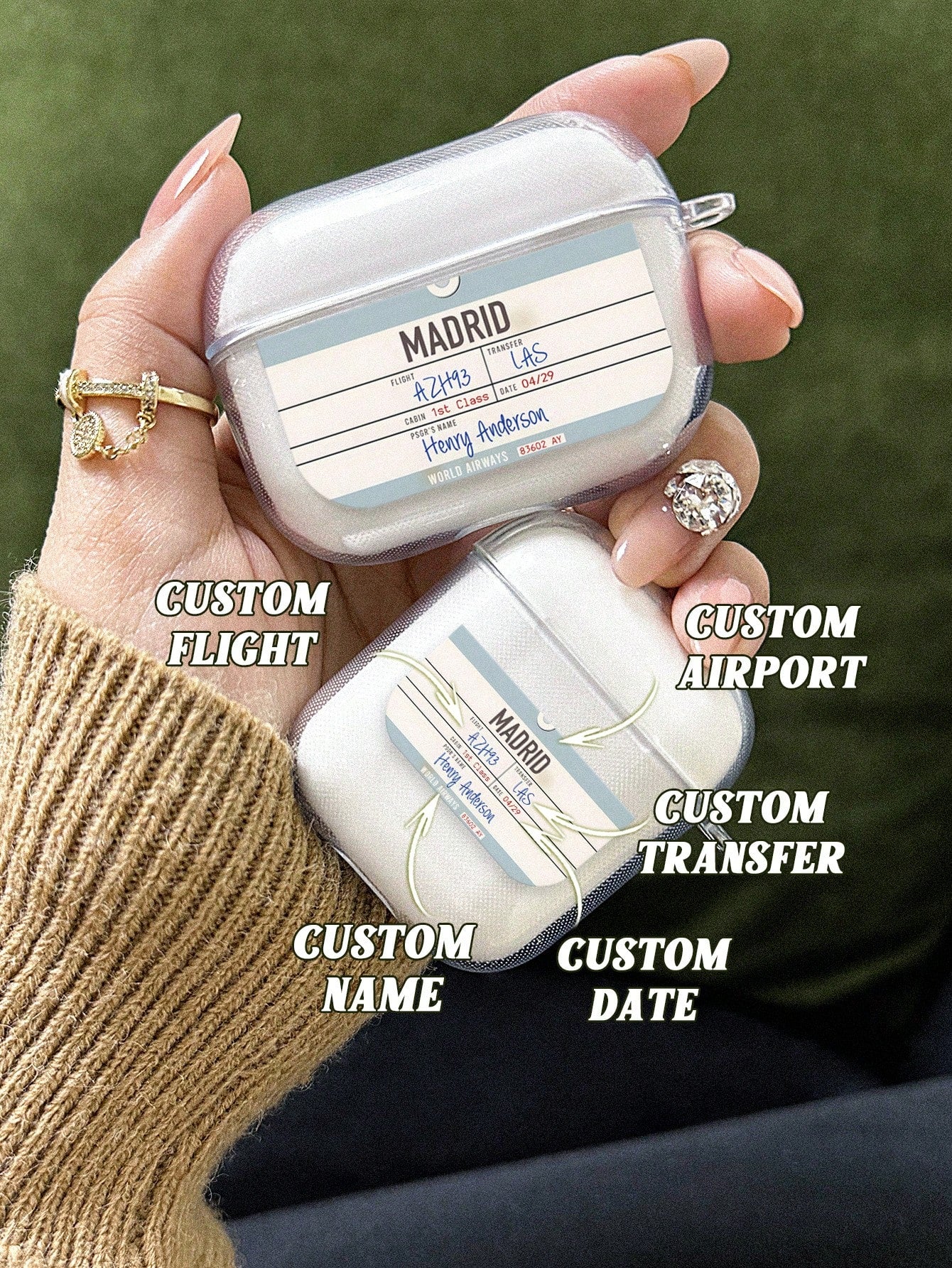 1pc Custom Name AirPods Case, Personalized Name AirPods Cover, Custom Engraved Name Airpod Case, Personalized Text Airpods Case, Anniversary Gift, Birthday Gift, Mother's Day Gift, Father's Day Gift, Best Friend Gift, Gift For Mom/Dad, Gift For Girlfriend