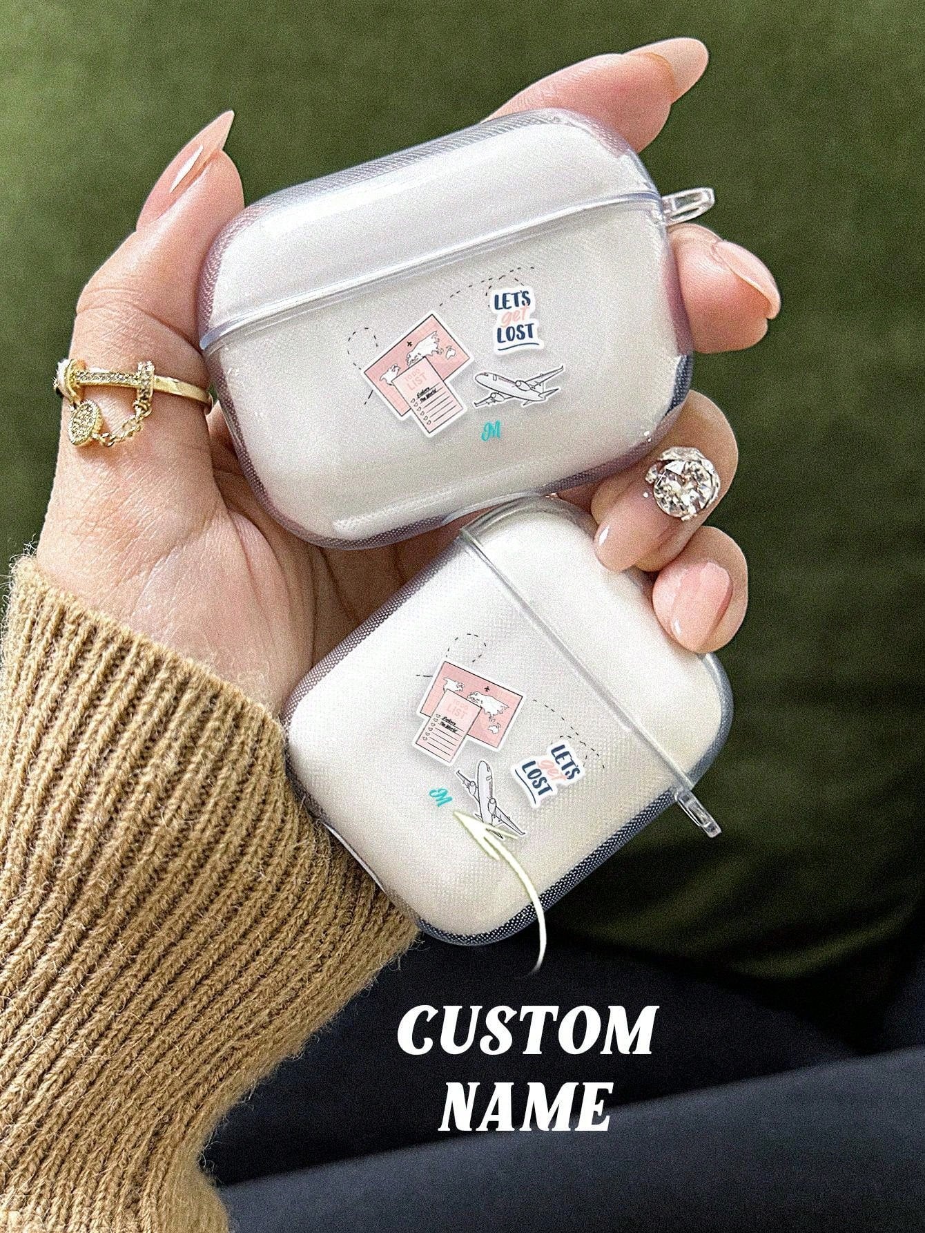 1pc Custom Name AirPods Case, Personalized Name AirPods Cover, Custom Engraved Name Airpod Case, Personalized Text Airpods Case, Anniversary Gift, Birthday Gift, Mother's Day Gift, Father's Day Gift, Best Friend Gift, Gift For Mom/Dad, Gift For Girlfriend