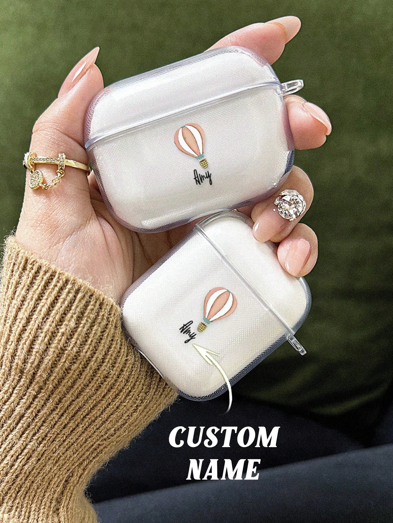 1pc Custom Name AirPods Case, Personalized Name AirPods Cover, Custom Engraved Name Airpod Case, Personalized Text Airpods Case, Anniversary Gift, Birthday Gift, Mother's Day Gift, Father's Day Gift, Best Friend Gift, Gift For Mom/Dad, Gift For Girlfriend