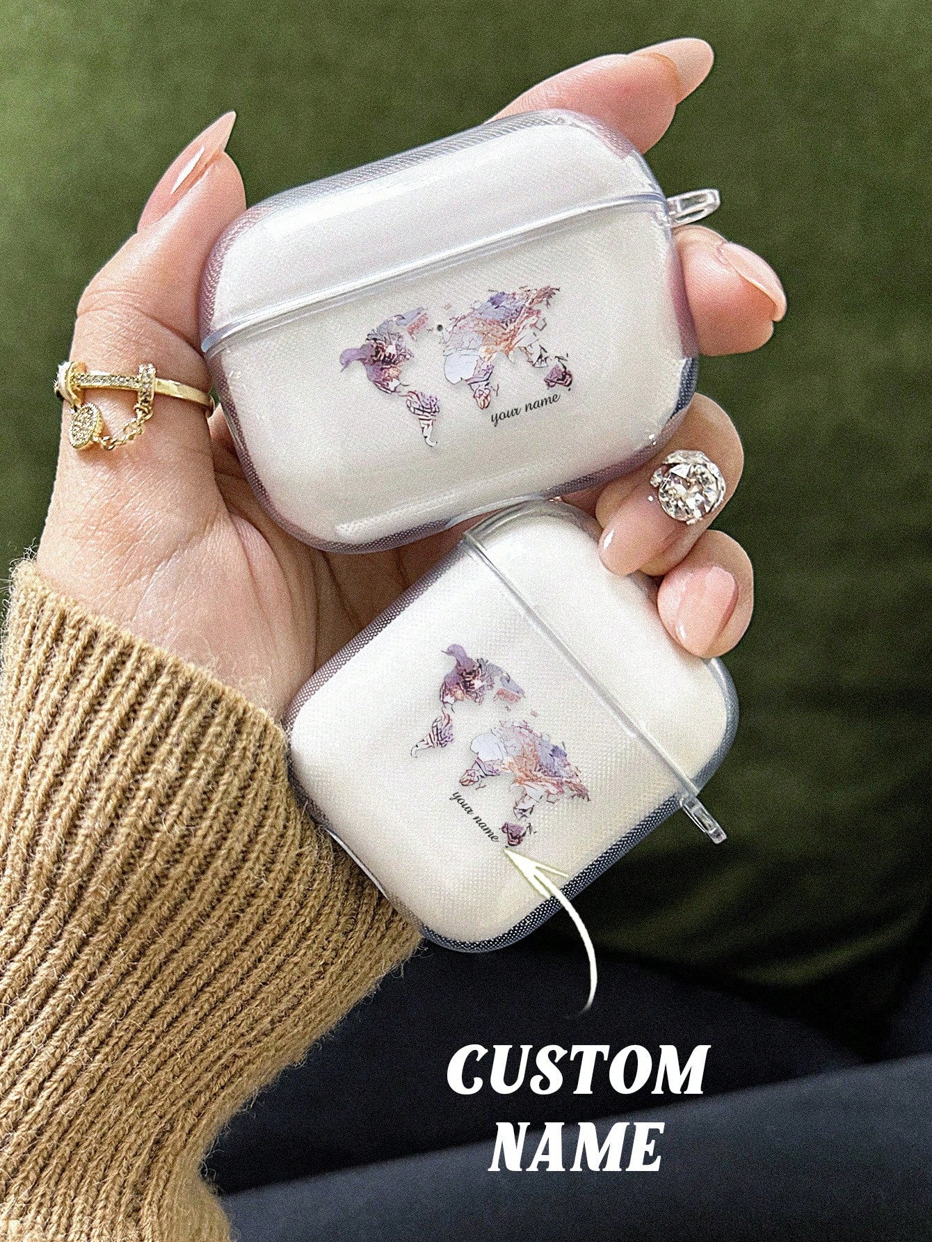 1pc Custom Name AirPods Case, Personalized Name AirPods Cover, Custom Engraved Name Airpod Case, Personalized Text Airpods Case, Anniversary Gift, Birthday Gift, Mother's Day Gift, Father's Day Gift, Best Friend Gift, Gift For Mom/Dad, Gift For Girlfriend