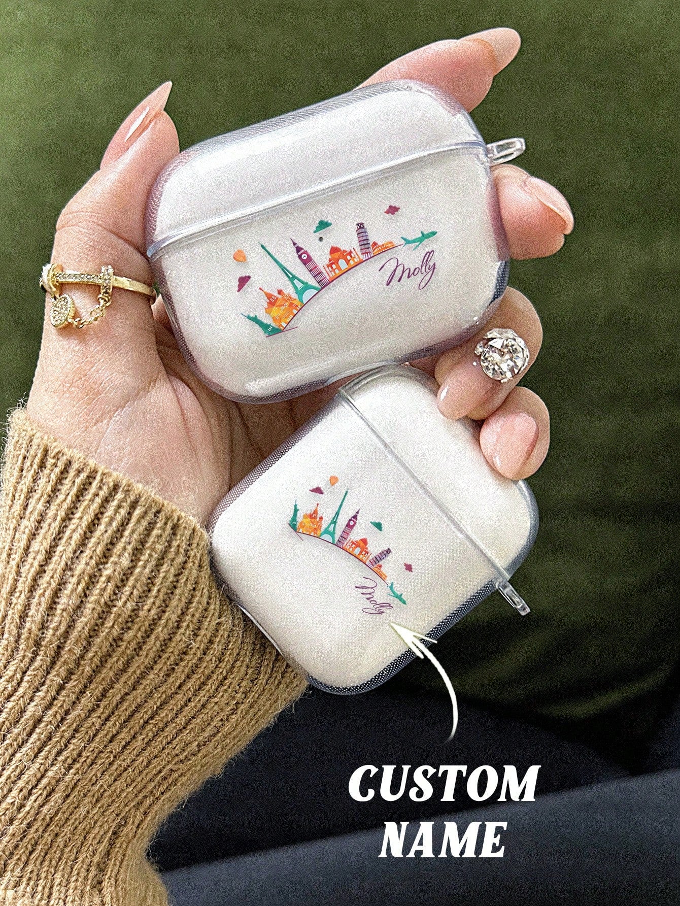 1pc Custom Name AirPods Case, Personalized Name AirPods Cover, Custom Engraved Name Airpod Case, Personalized Text Airpods Case, Anniversary Gift, Birthday Gift, Mother's Day Gift, Father's Day Gift, Best Friend Gift, Gift For Mom/Dad, Gift For Girlfriend