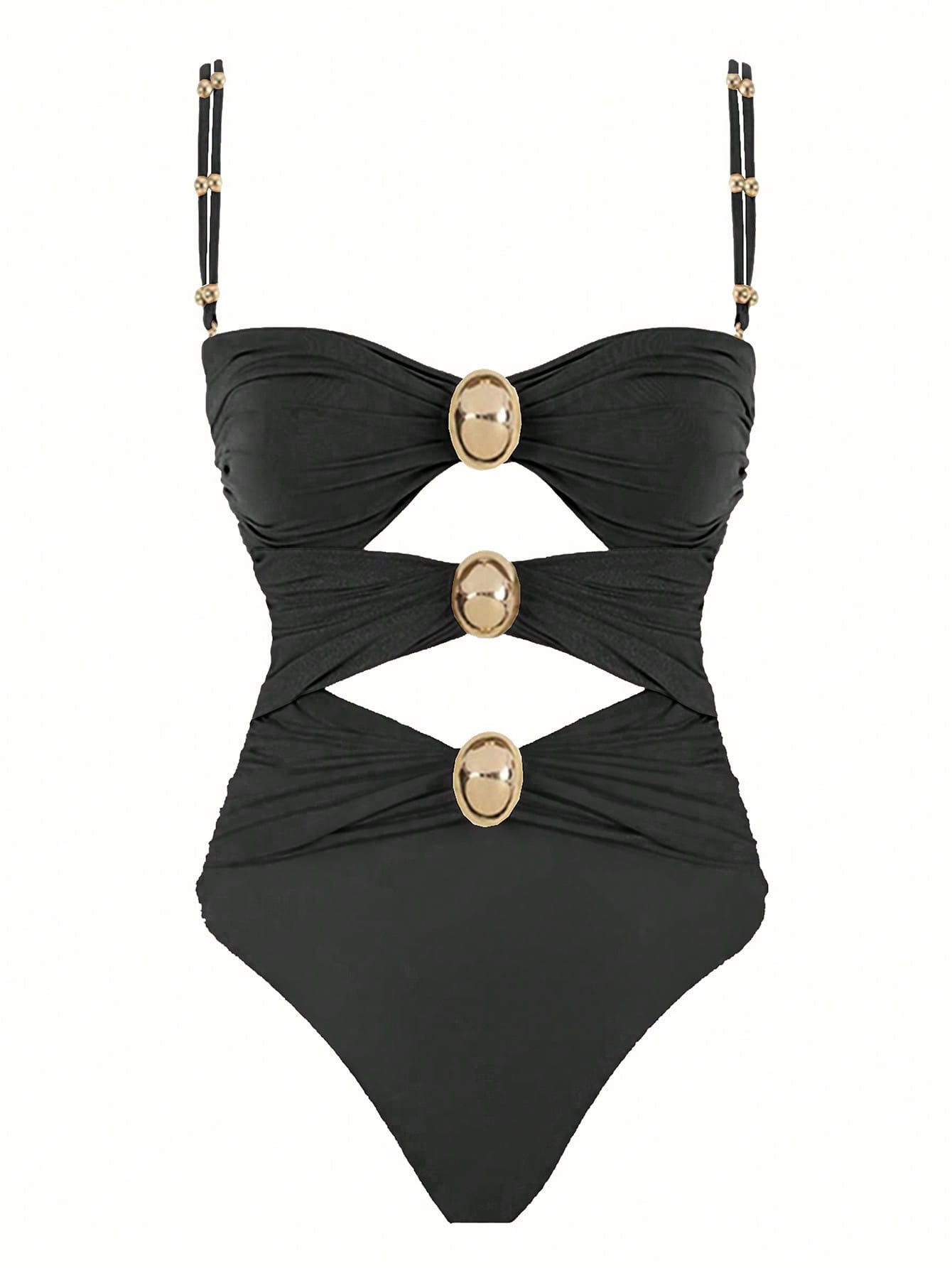 Colorblock Cut-Out Women Sexy Spaghetti Strap One-Piece Swimsuit