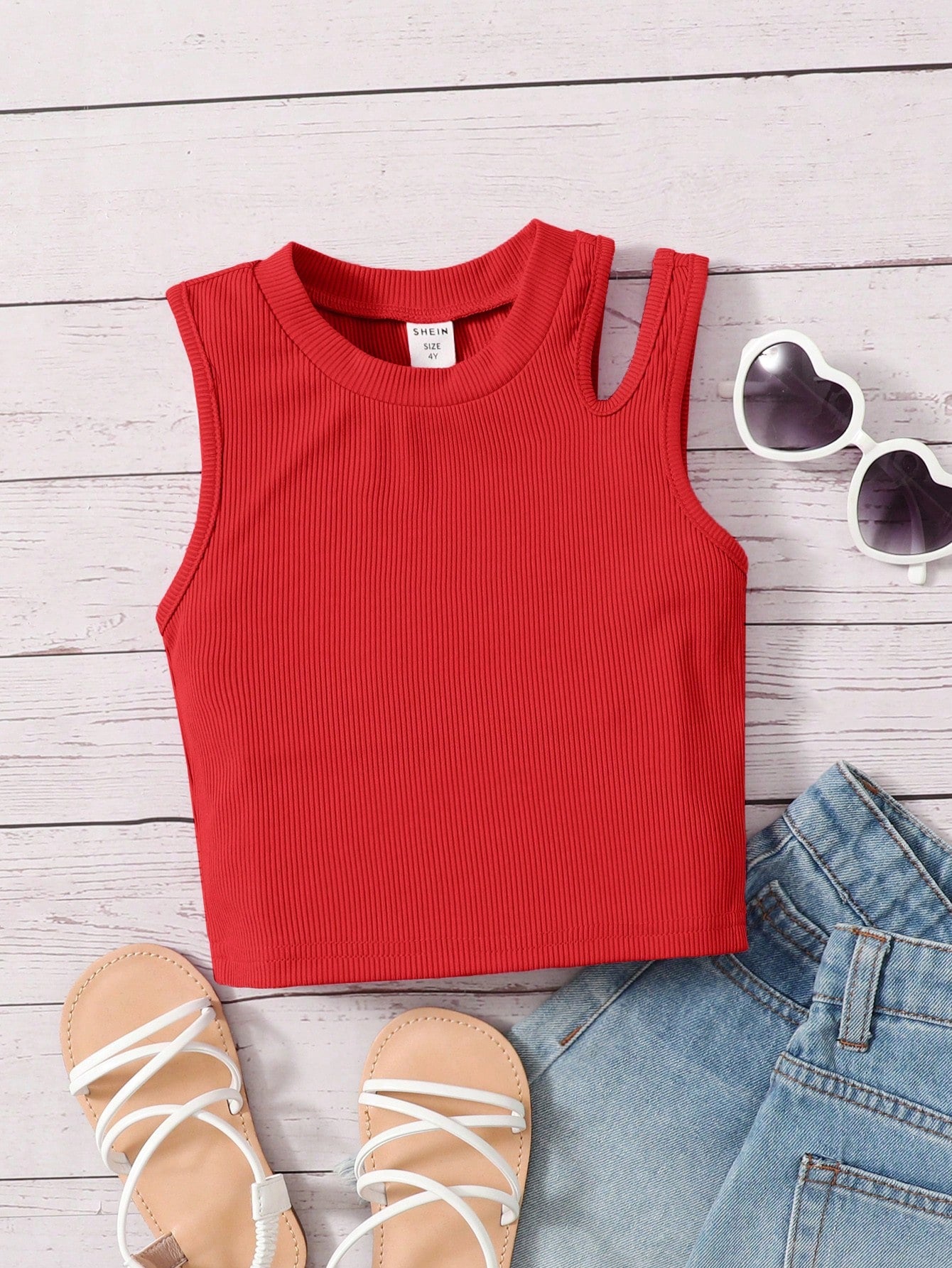 Young Girl Casual And Comfortable Sleeveless Camisole With Round Neck, Plain Color Tank Top