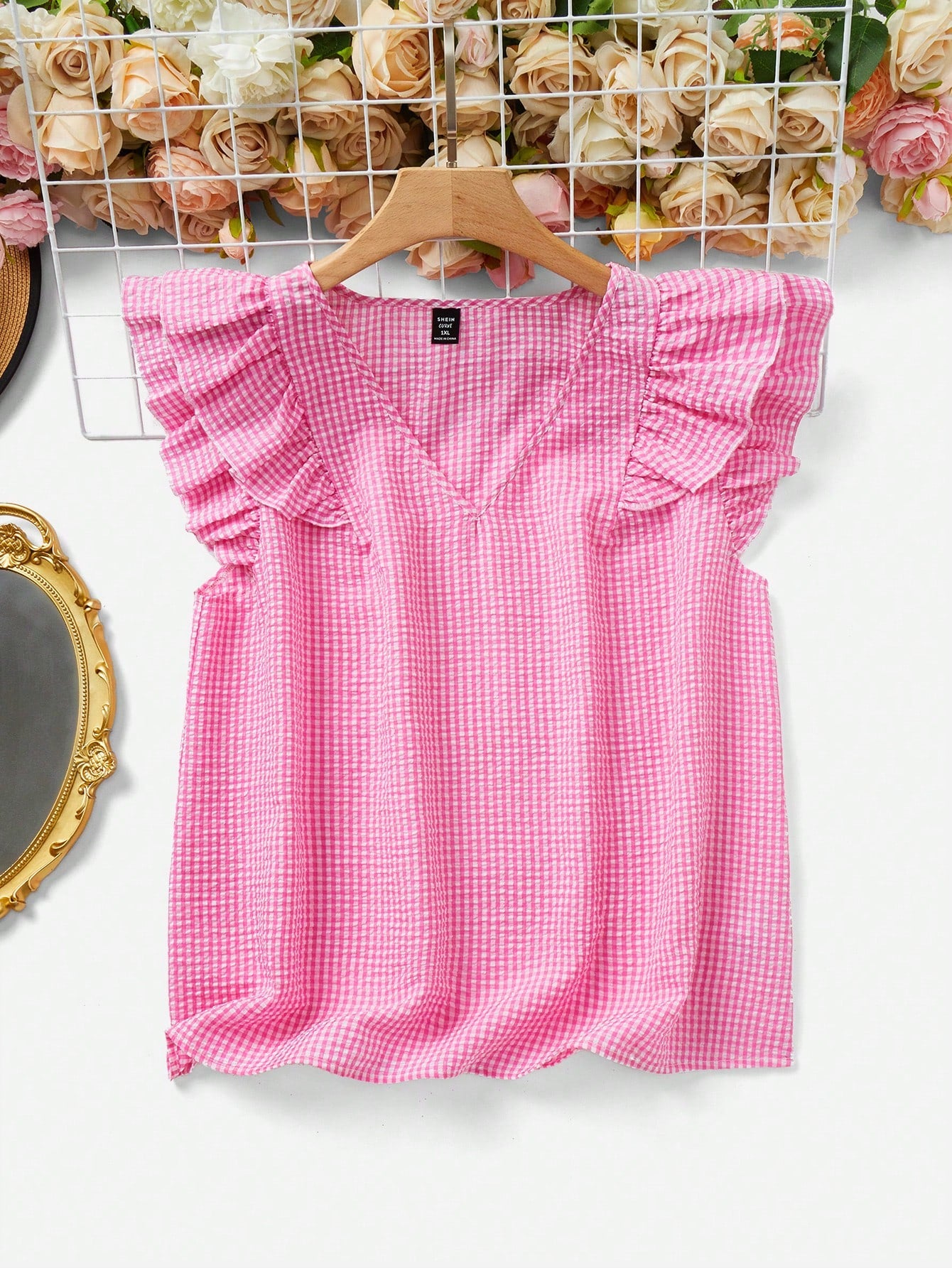 Plus Size Women's Summer Striped V-Neck Cap Sleeve Loose Casual Shirt