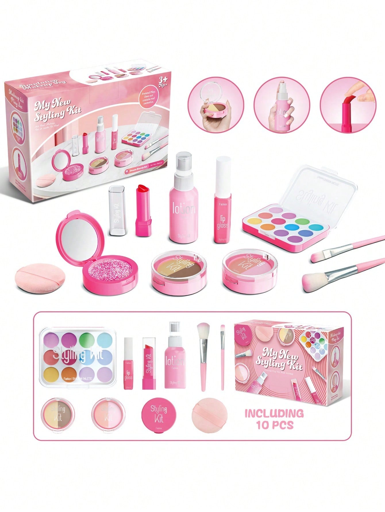 Children's Dress Up Simulation Beauty Makeup Box Set Cosmetics Set No Smear No Liquid Safety Simulation Makeup Toy Set Suitable For Children Over 3 Years Old