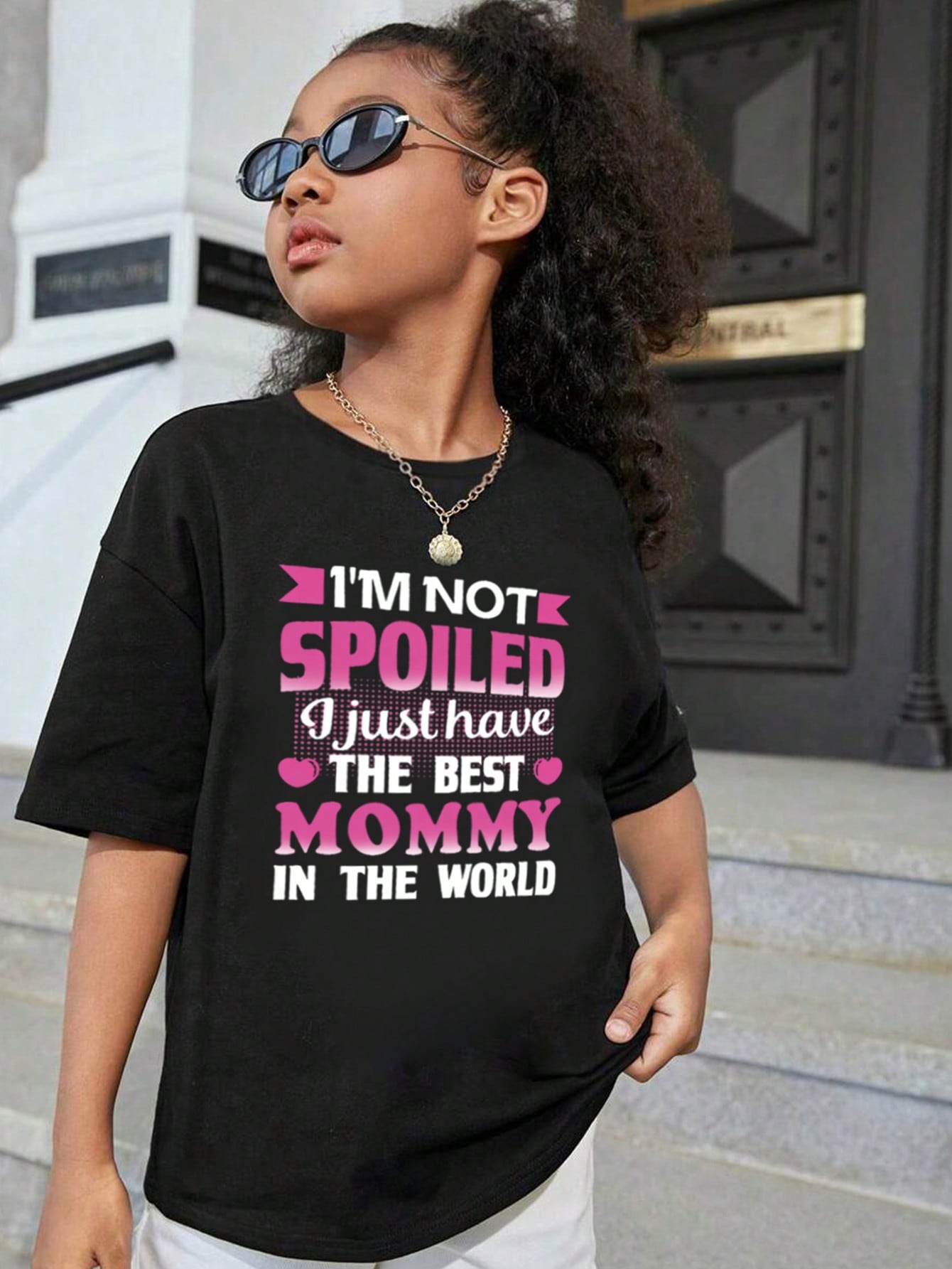 Tween Girl Casual Round Neck Pullover Short Sleeve T-Shirt With Taylor Swift Letter Print, Summer