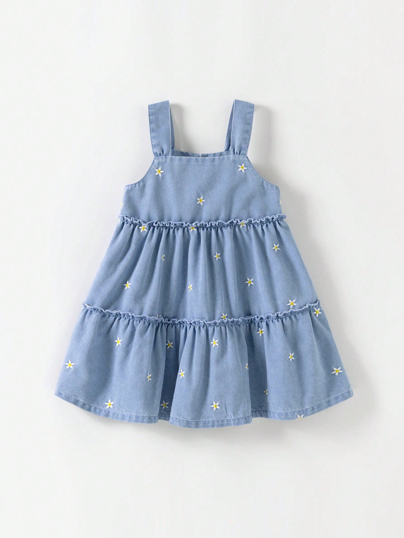 Young Girl Lovely Embroidered Daisy Dress