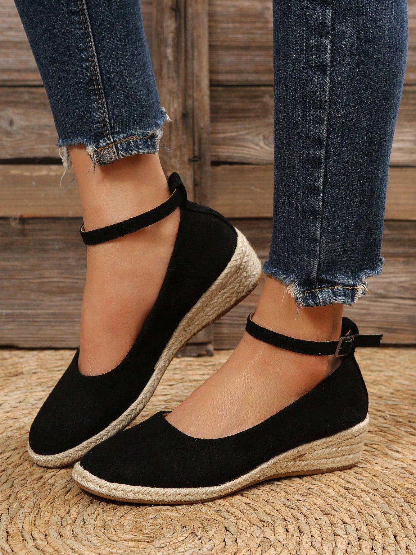 Ladies' Classic Fashionable Plain Color Slip-On Shoes With Linen Bottom, Suitable For All Seasons