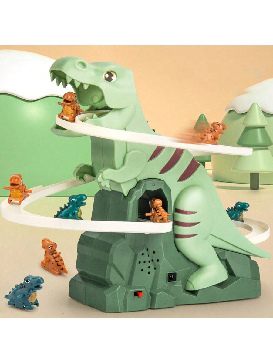 1pc Electric Dinosaur Stair-Climbing Toy With 3 Dinosaurs, Slide & USB Powered Light/Music, Perfect Birthday Gift For Kids