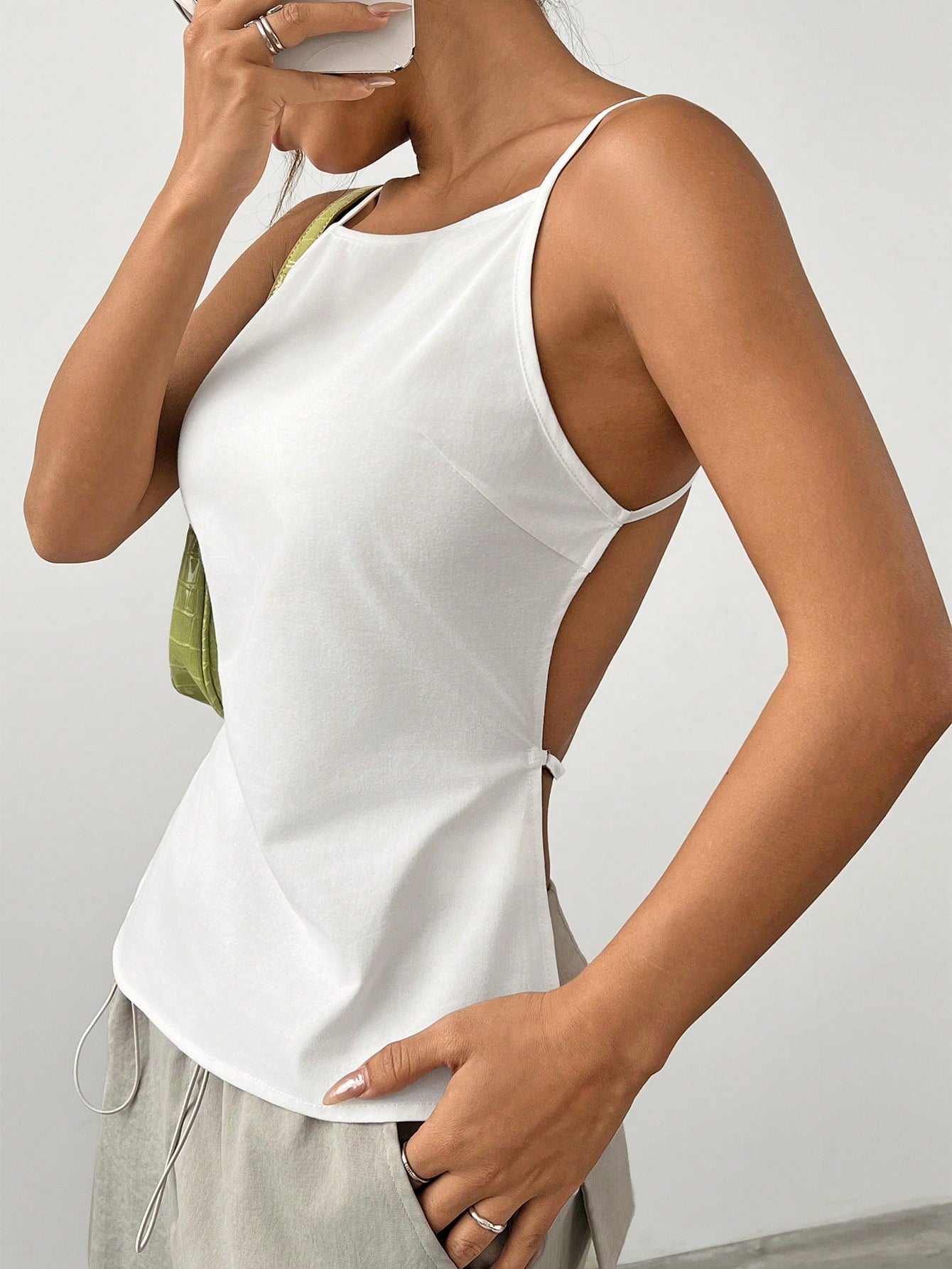 Ladies Solid Colored Backless Camisole Top