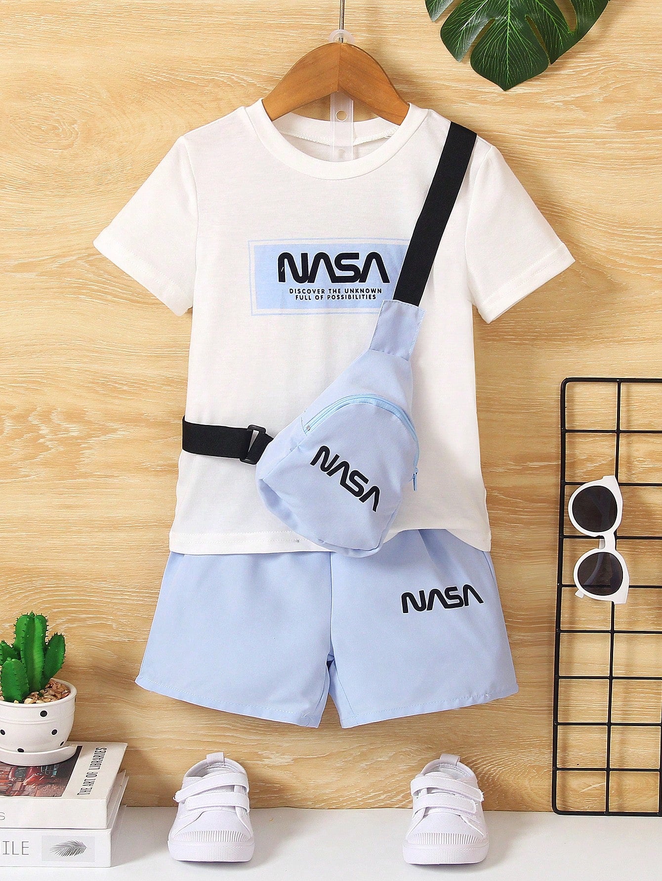 Young Boy 3pcs/Set T-Shirt+Shorts+Backpack Casual Sporty Fashion Streetwear Outfits