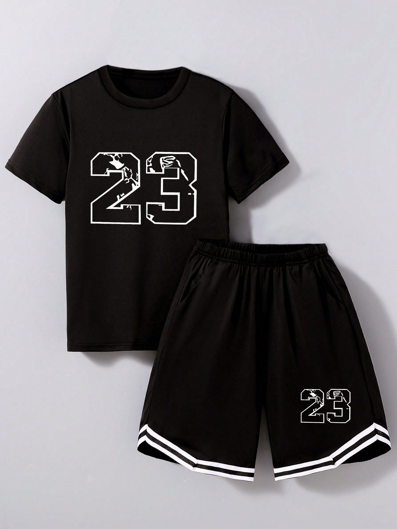 Tween Boy Sports Outfits 2pcs/Set, Summer, For Big Kids, Casual Digital Printed Set