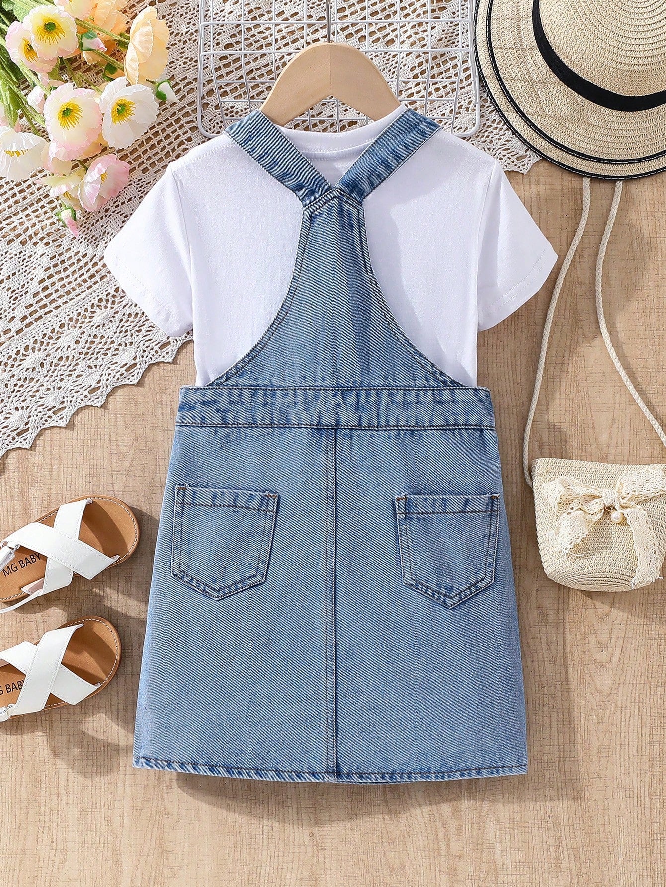 Young Girl Casual Embroidered Simple Denim Dress, Versatile