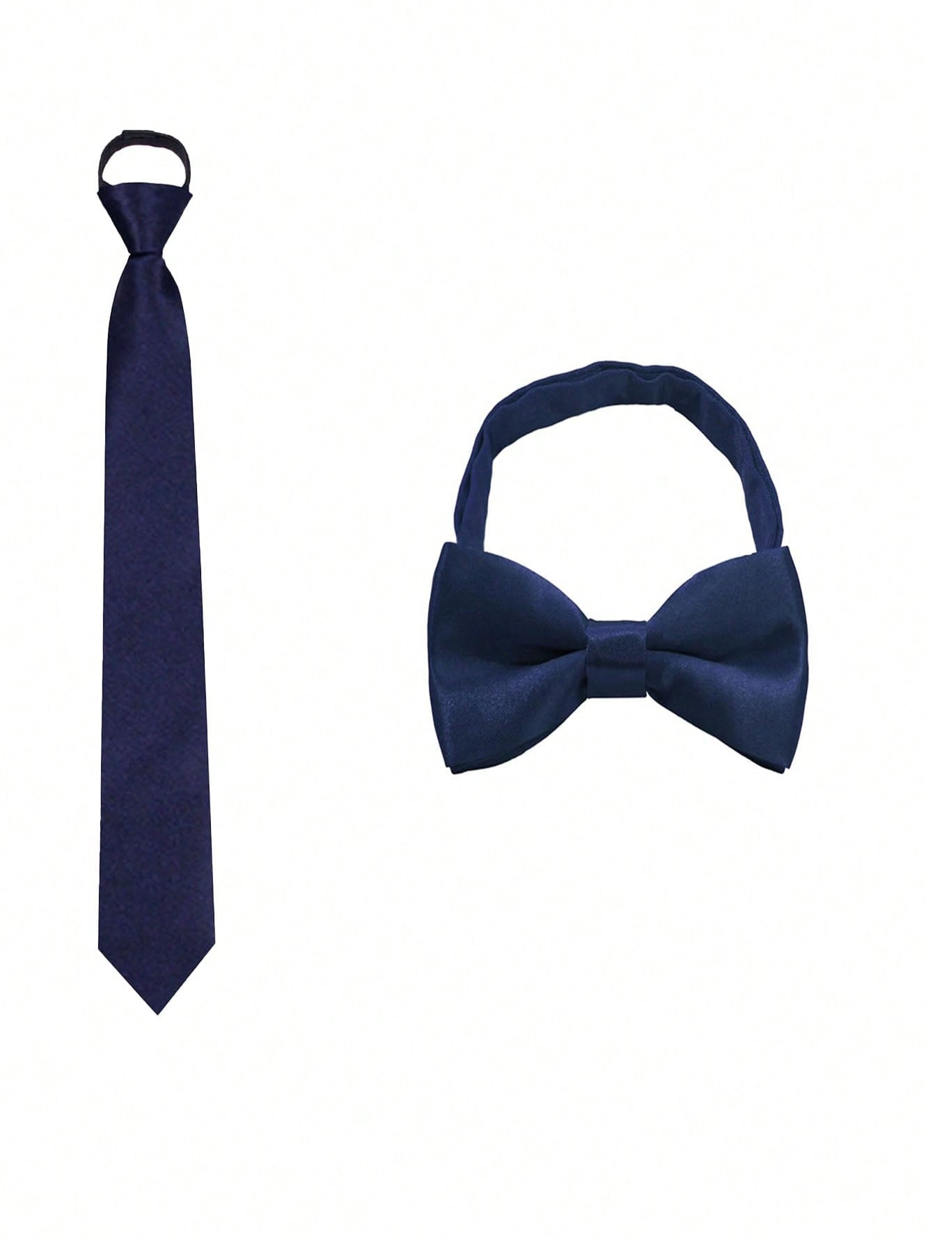 Bow Tie Pocket Square And Necktie 3pcs Set - Suitable For Kids - Perfect For Formal Events, Wedding, Party, Christmas And Easter Outfits