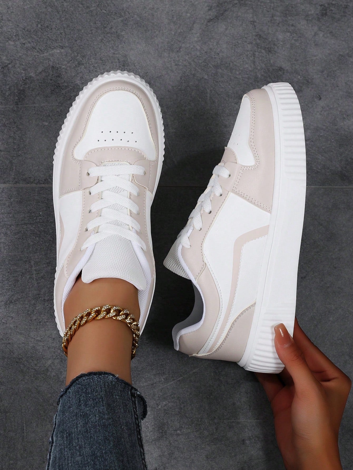 Women's Casual Sports Shoes Color Block Sneakers, Popular Purple Shoes For Campus And Sports Comfortable Breathable