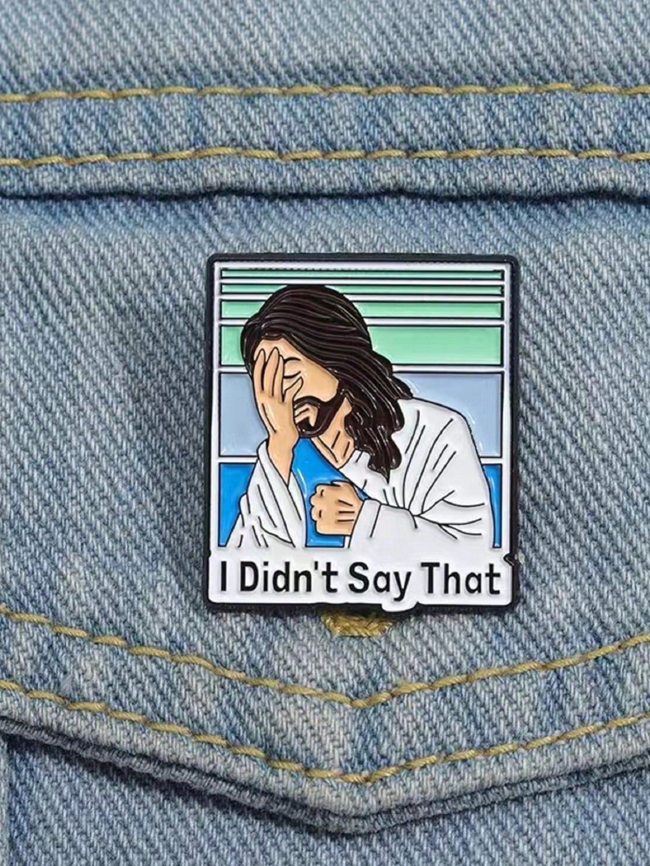 1PC Jesus Christ Enamel Pins Custom I Didn't Say That Brooches Lapel Badges Cartoon Funny Jewelry Gift For Kids Friends