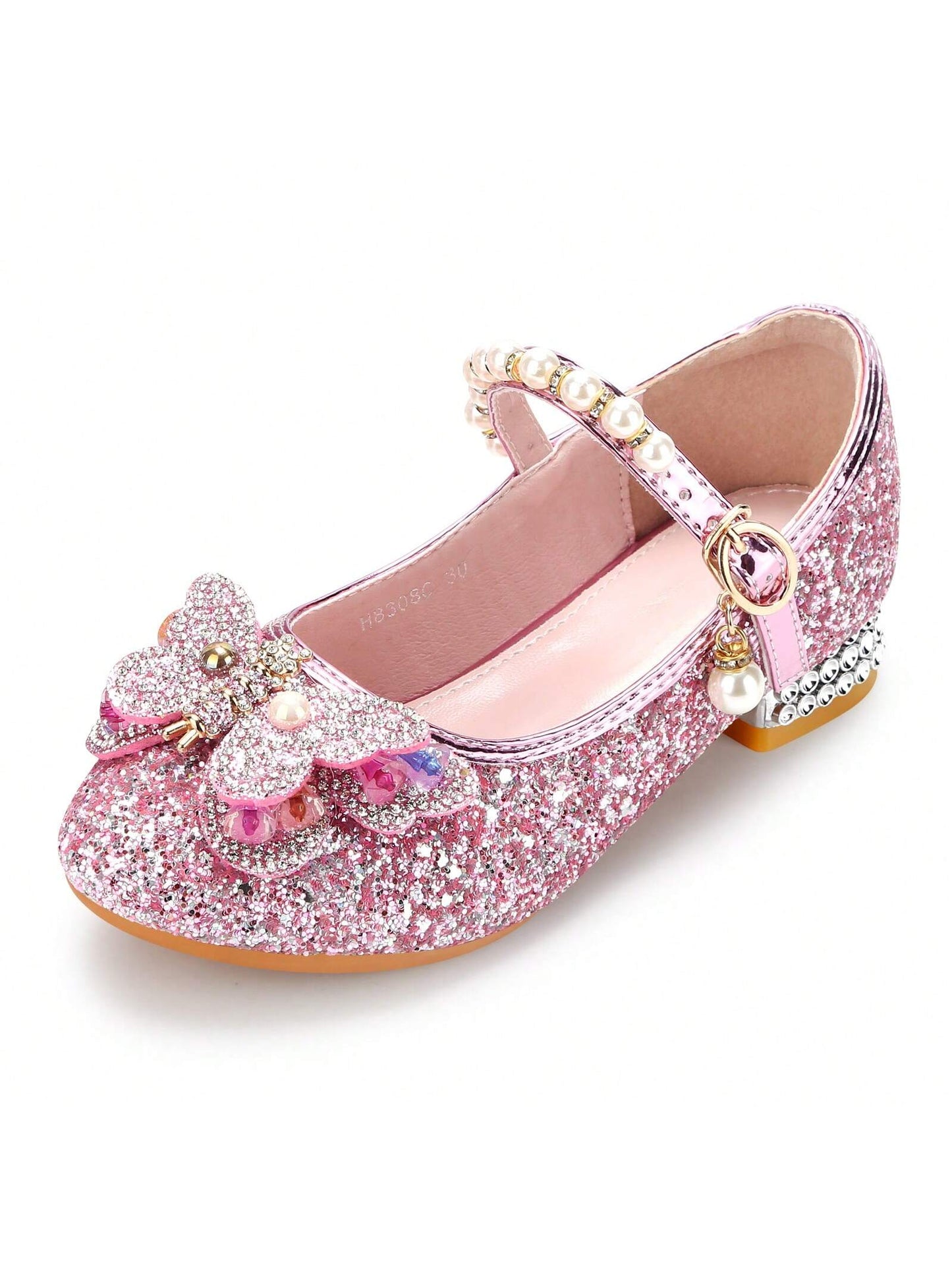 KUNWFNIX Toddler Girls Dress Shoes Mary Jane Shoes For Girls Princess Shoes Low Heels Toddler Glitter Shoes For Wedding Party