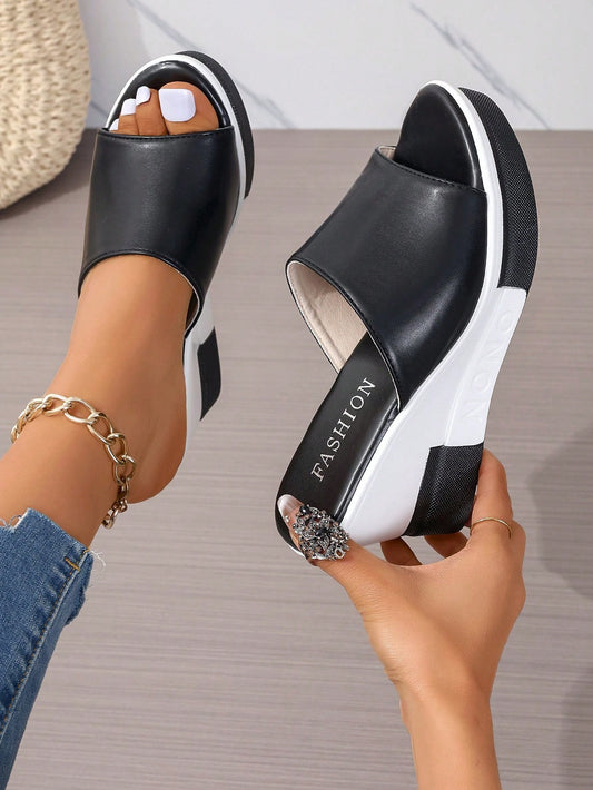 2024 Summer New Style Wedge Heel Platform Women Slip-On Sandals, Fashionable & Versatile Casual Women Shoes