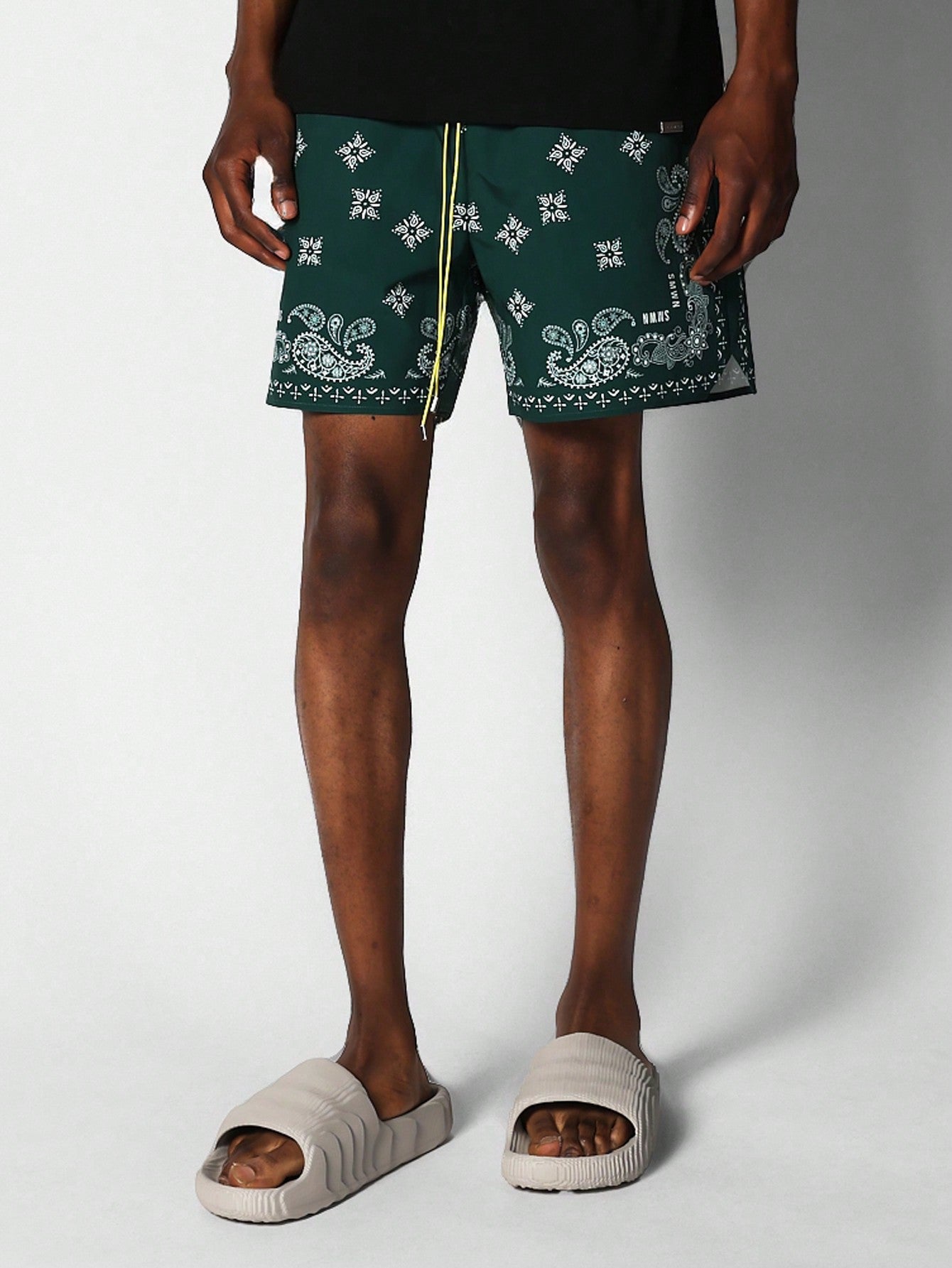 Nylon Swim Shorts With Paisley Graphic