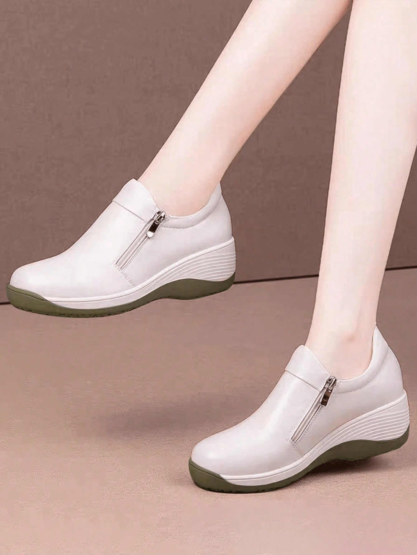 Women's Wedge Heel Versatile Lightweight Casual Shoes, Comfortable Faux Leather Casual Shoes, Suitable For All Seasons