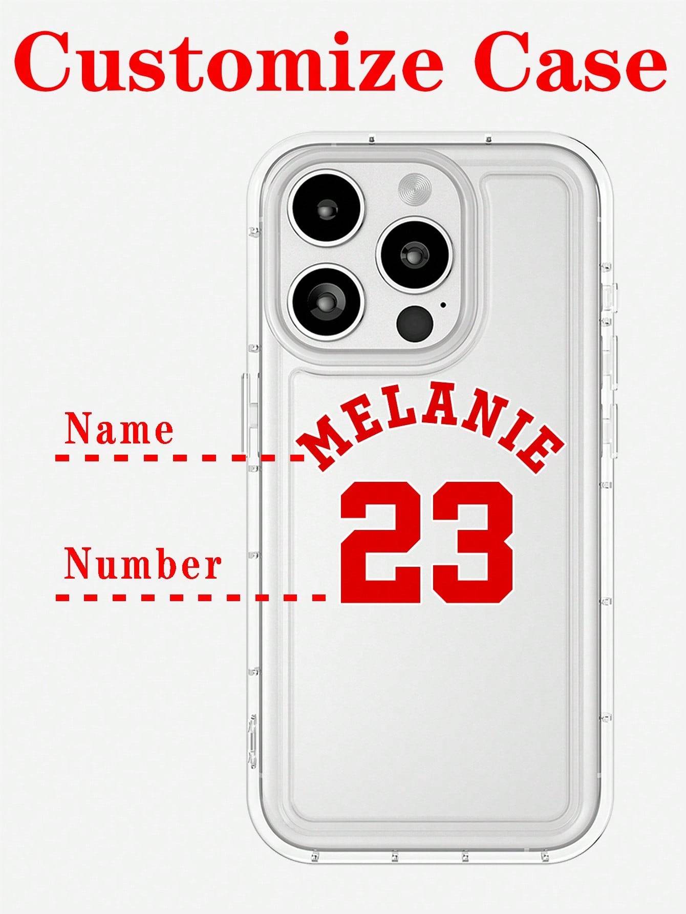 Customized Personalized Name And Number Full Wrap Anniversary Shockproof Phone Case TPU Transparent Soft Cover Compatible With IPhone 11/12/13/14/15 Pro Max