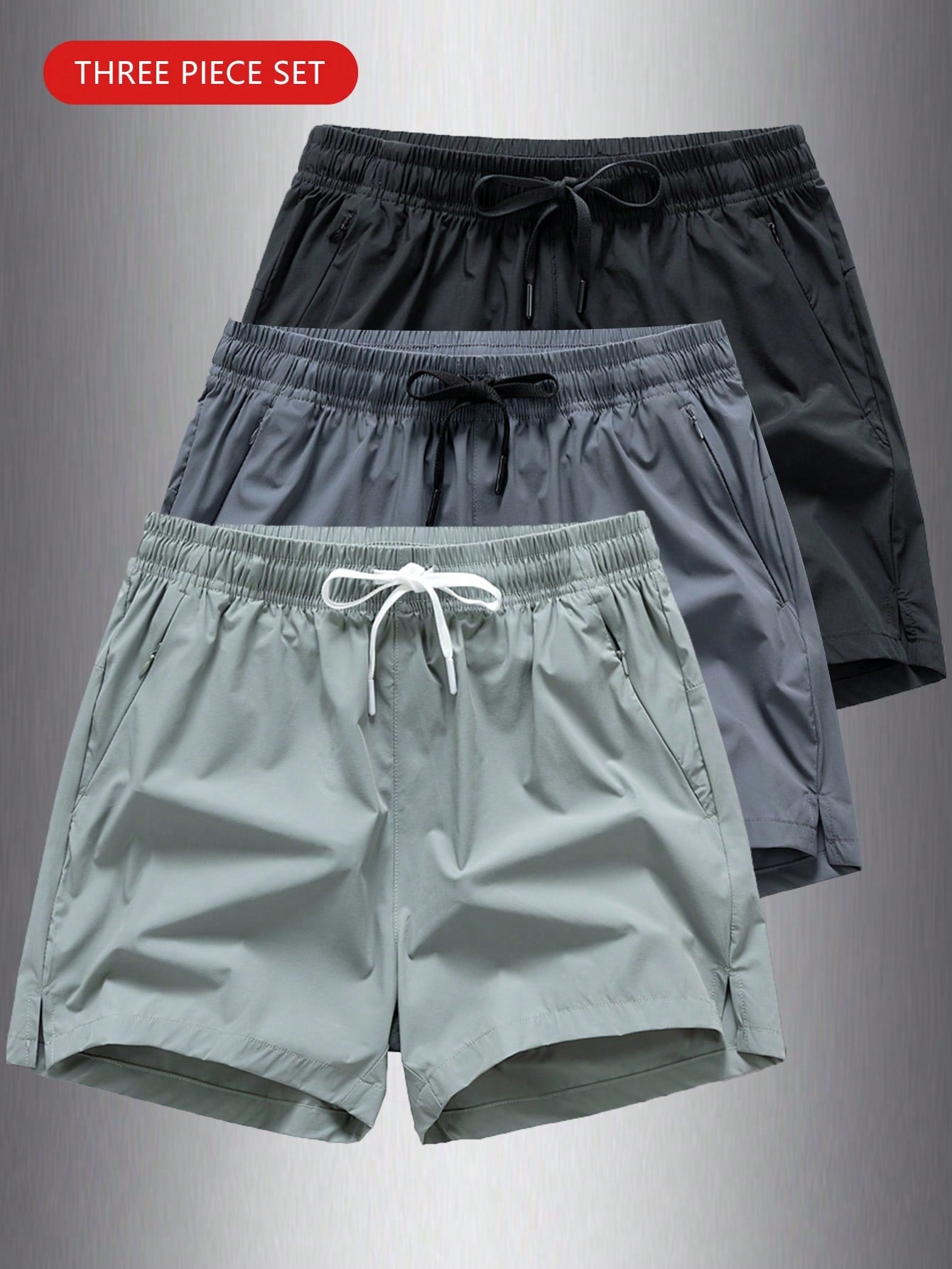 Men's Solid Color Drawstring Waist Simple Fashionable Casual Shorts