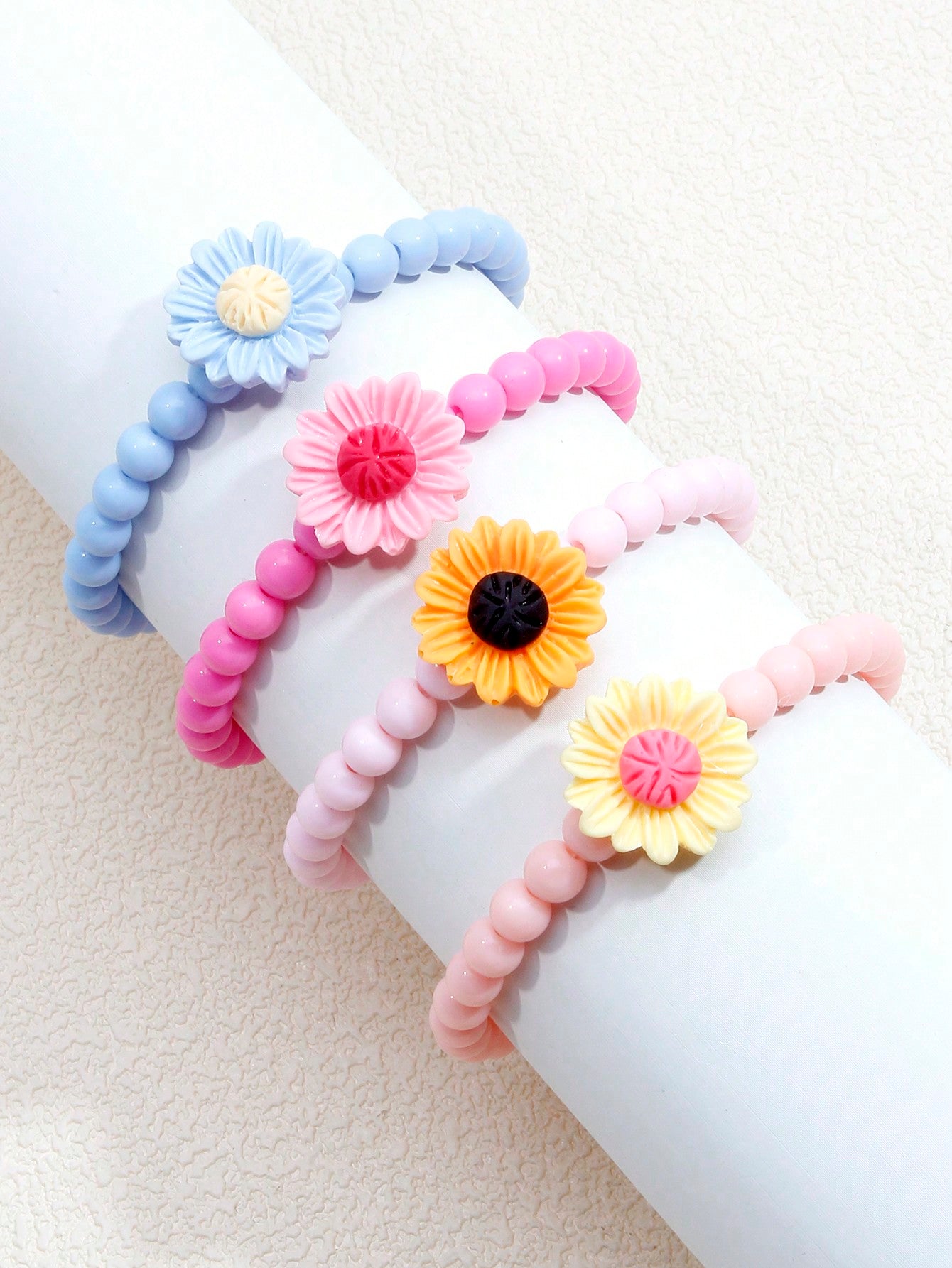 4pcs/Set Flower Beaded Bracelets For Girls