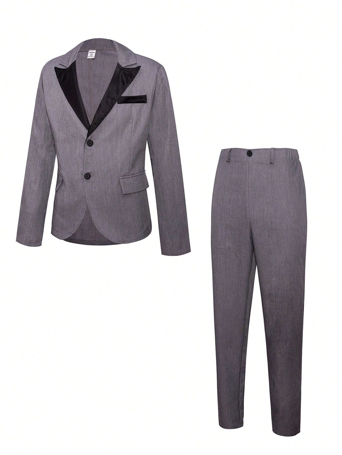 Gentlemen's Clothing 2pcs Grey Lapel Long Sleeve Jacket And Trousers,  & Fashionable For Birthday Party, Evening Performance And Wedding