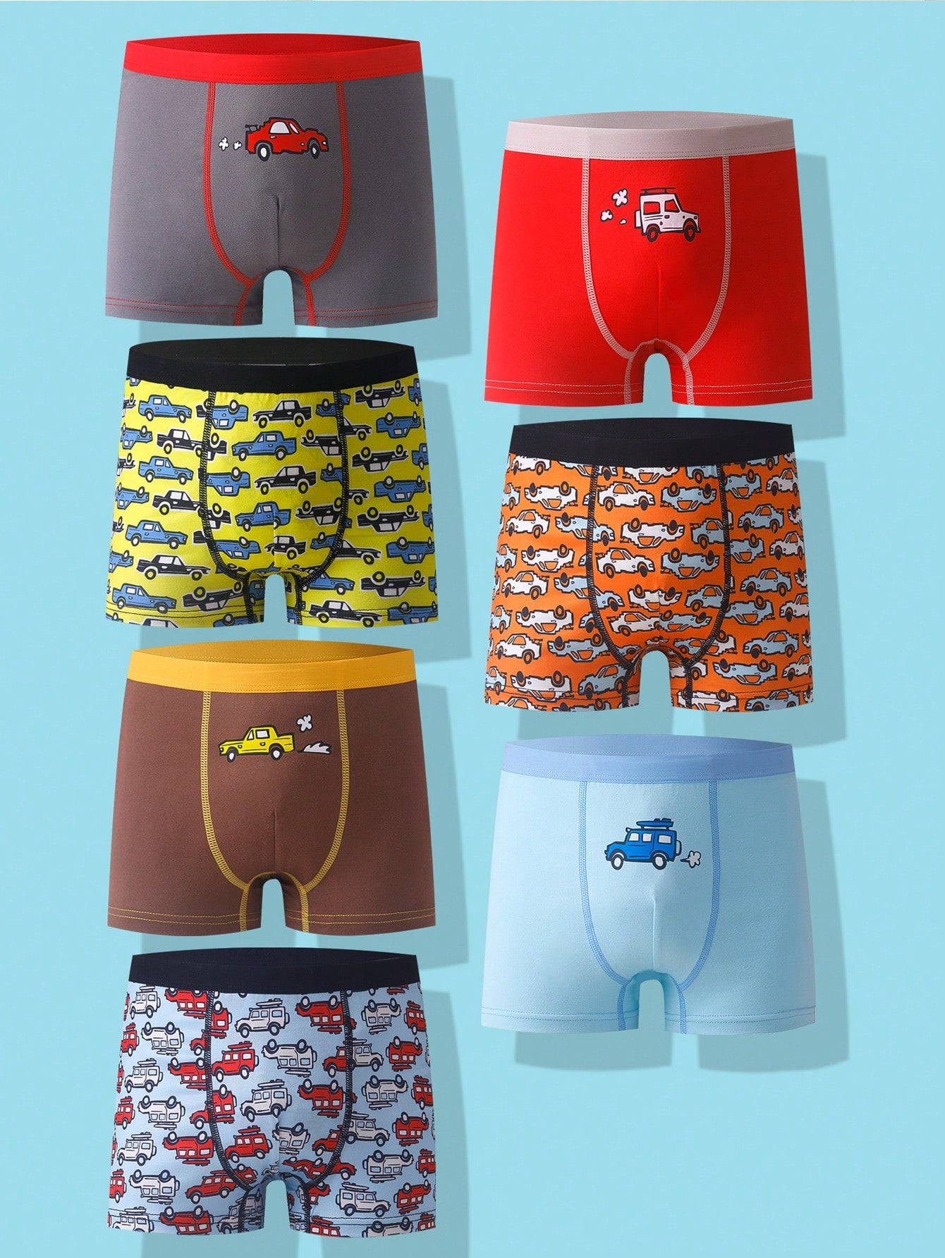 Teen Boy 7pcsset Cartoon Printed Boxer Briefs