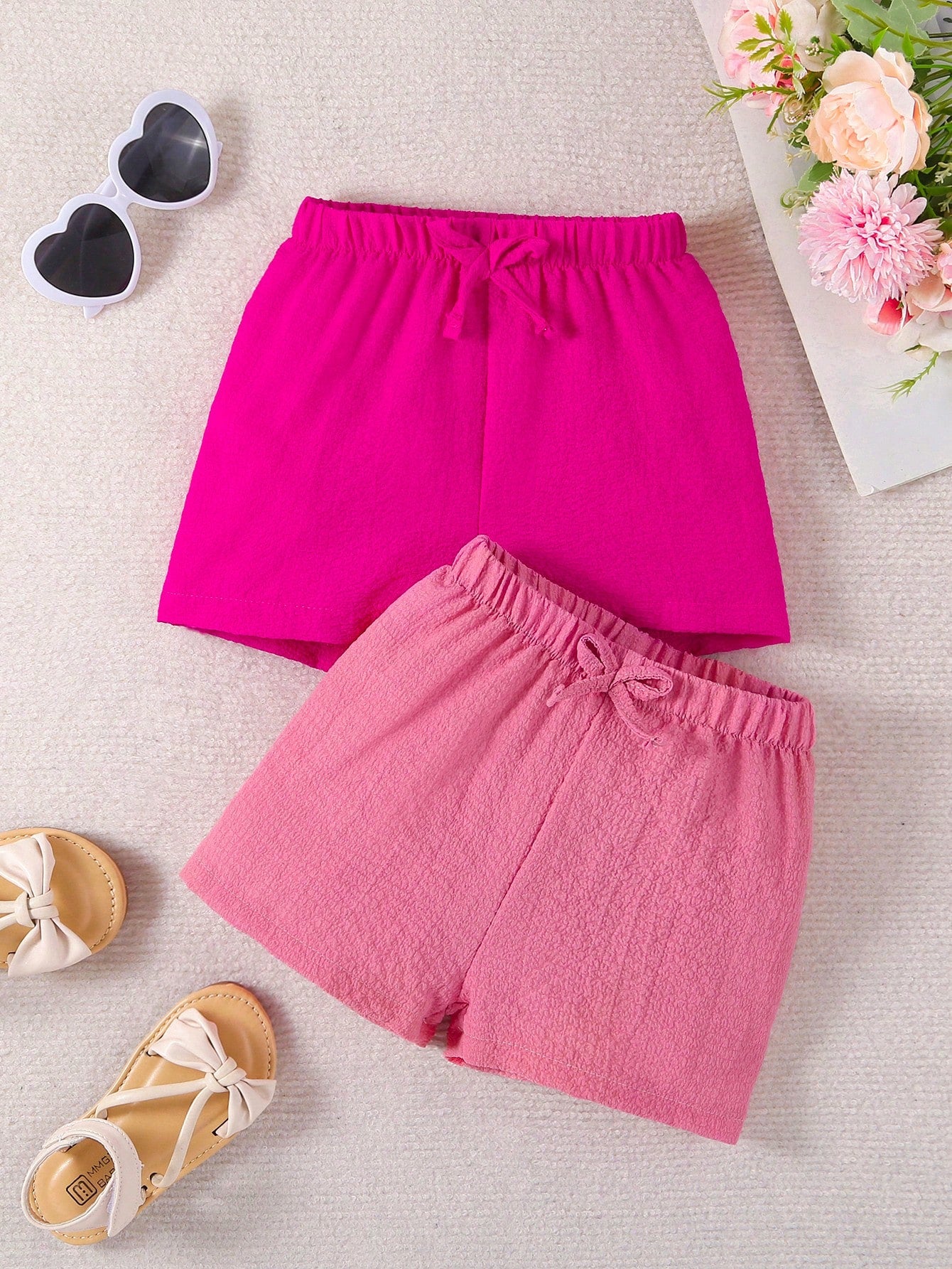 Young Girl 2pcs Bow Front Shorts