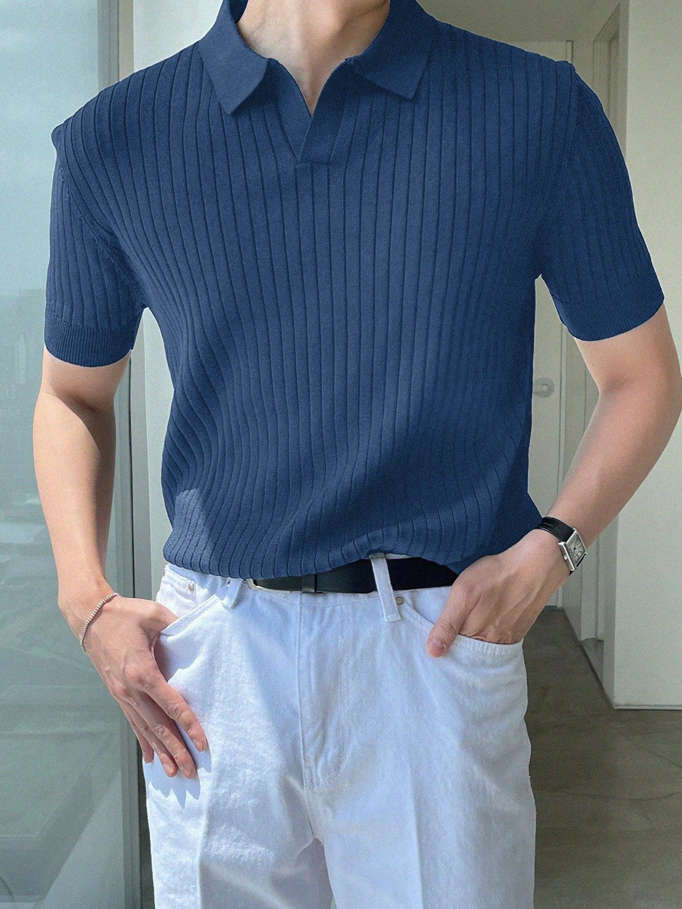 Men Ribbed Knit Top