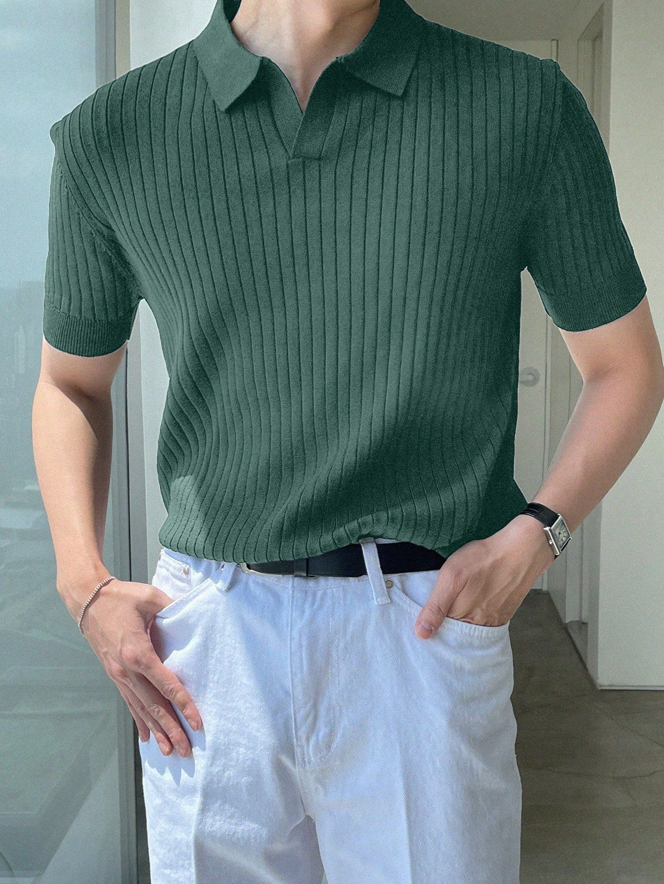 Men Ribbed Knit Top