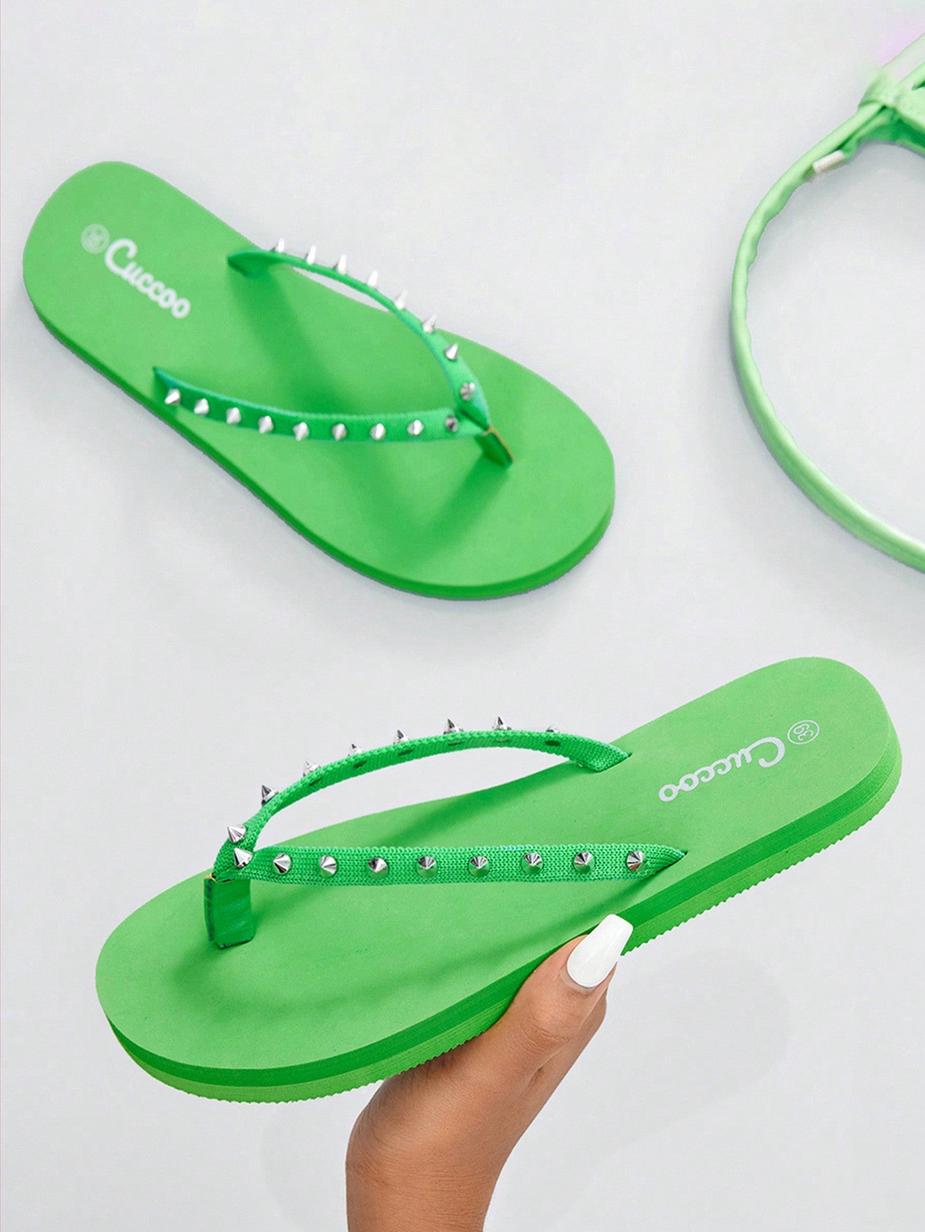 Woman Shoes Studded Decor Flip Flops For Summer Vacation Shoes Summer Sale Back To School Shoes College Student Shoes