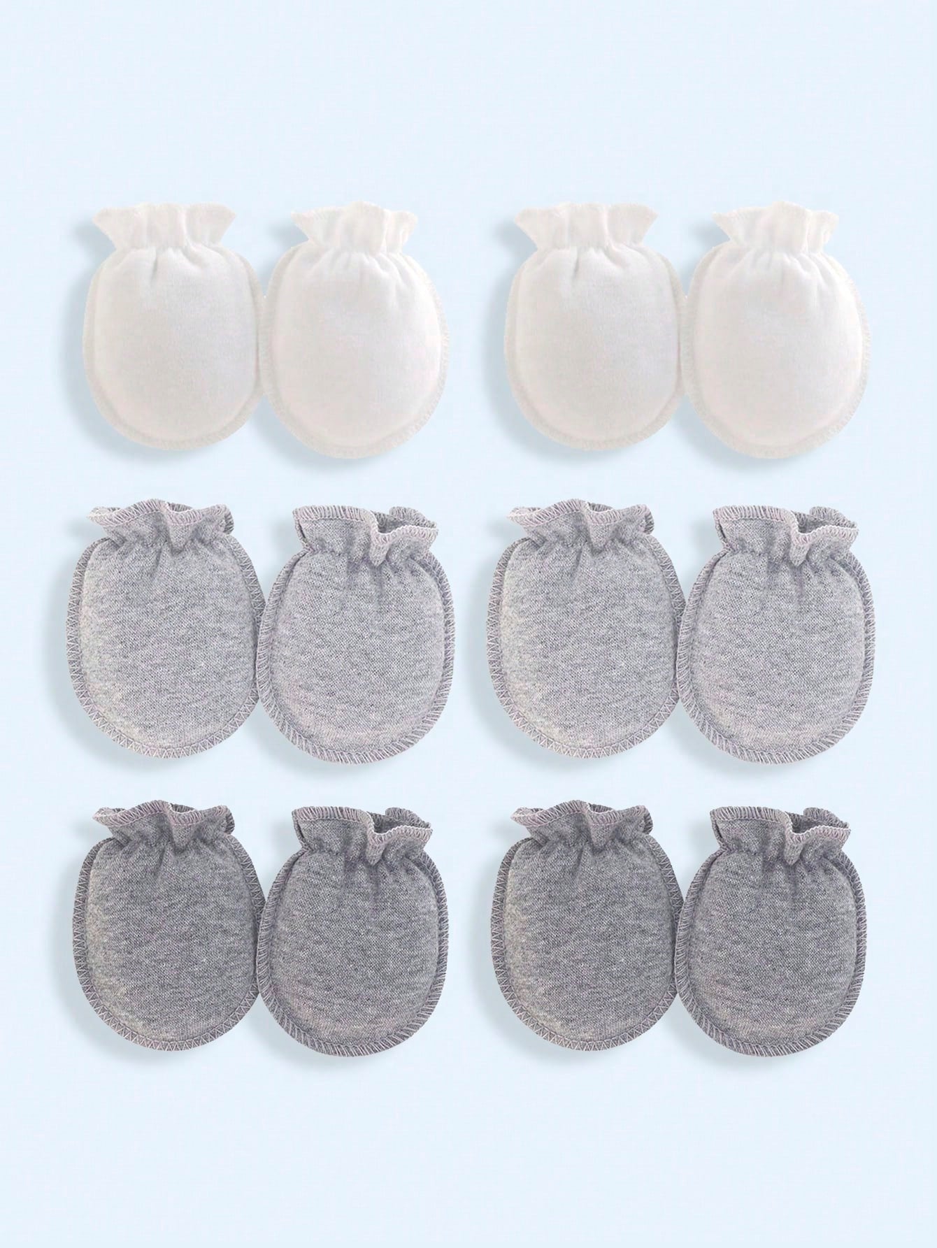 6pairs/Pack Newborn Baby Anti-Scratch Mitten Set In Various Colors & Styles, 0-3 Months