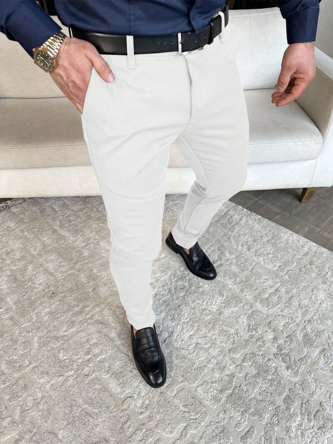 Men's Solid Color Casual Suit Pants