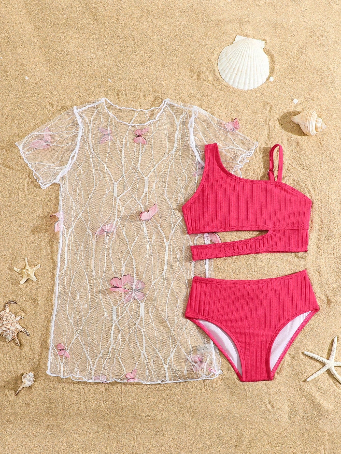 Young Girl Swimwear Set, Printed Pattern Randomly