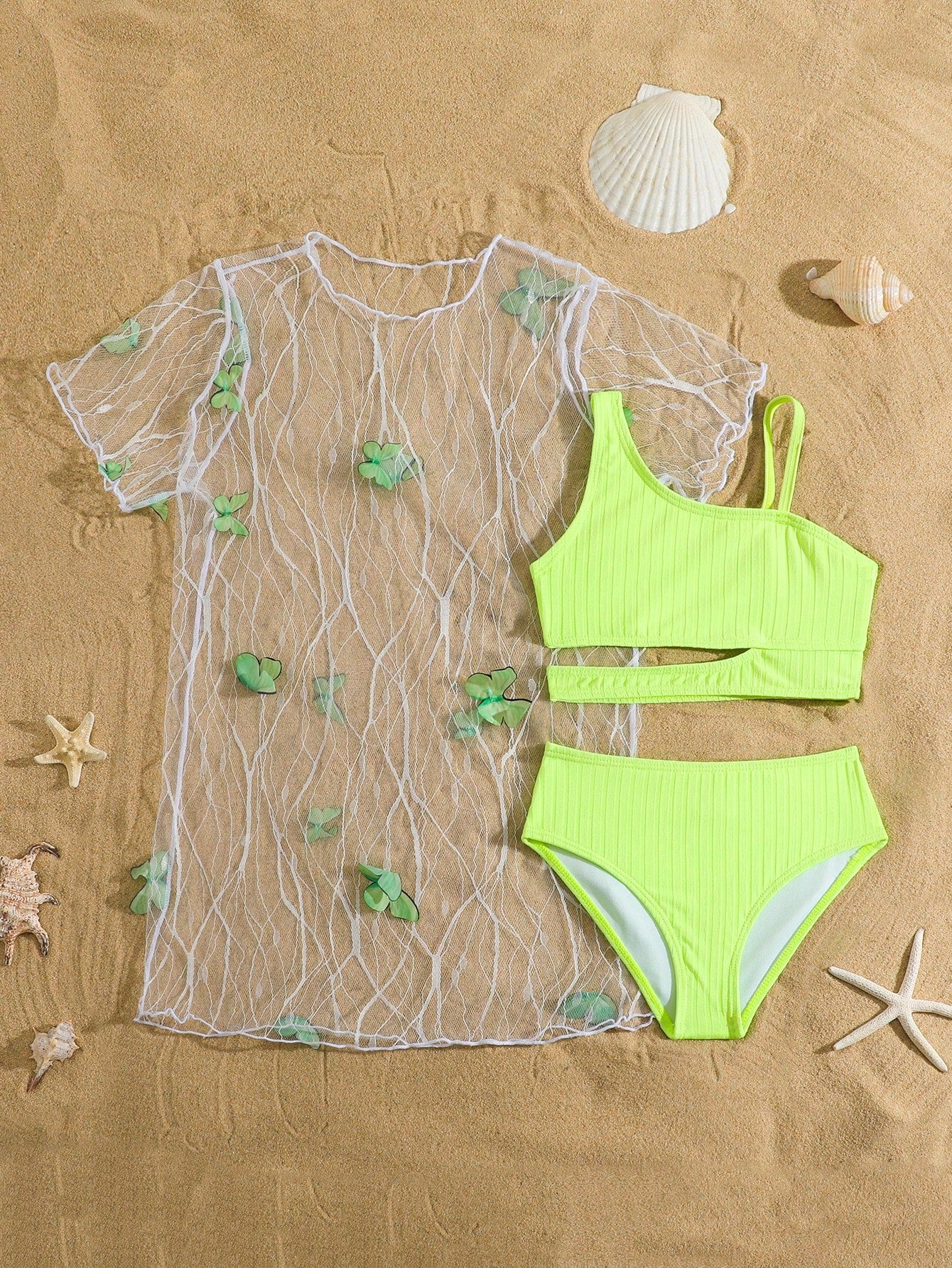 Young Girl Swimwear Set, Printed Pattern Randomly