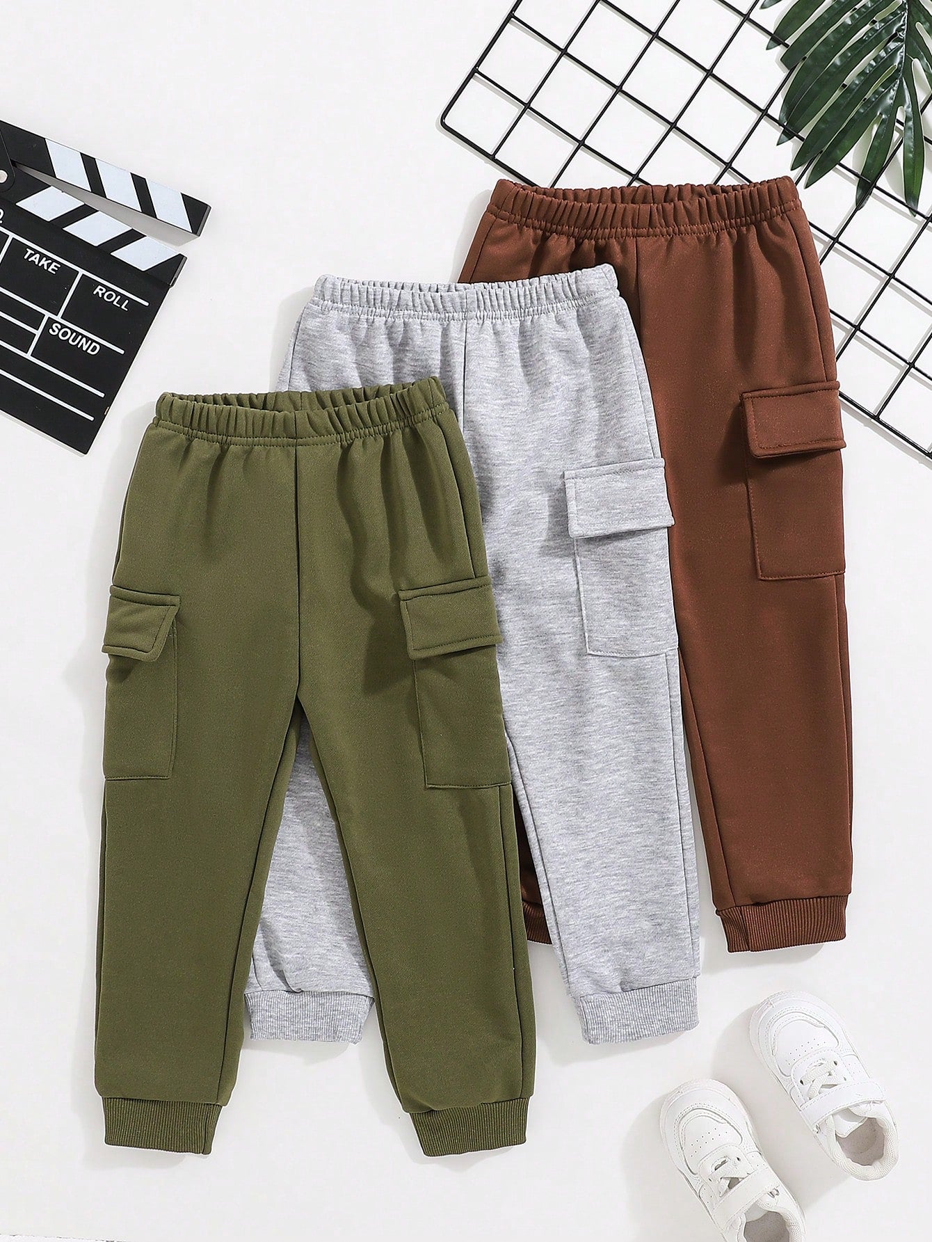 3 Pairs Of Young Boy Solid Color Casual Soft And Comfortable Trousers With Side Pockets Sweatpants And Sweatpants For Spring And Autumn