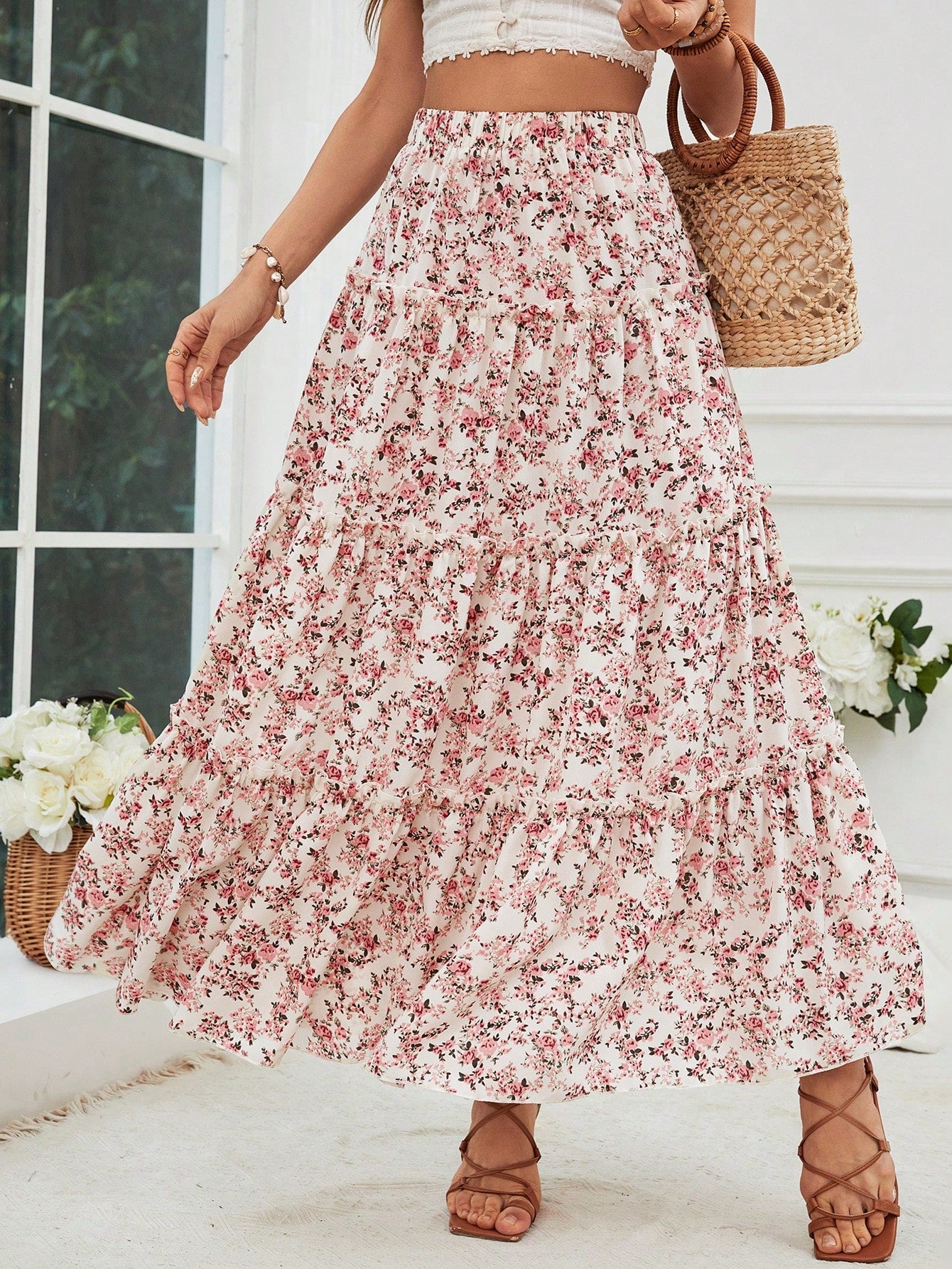 Women's Floral Print Holiday Style Skirt