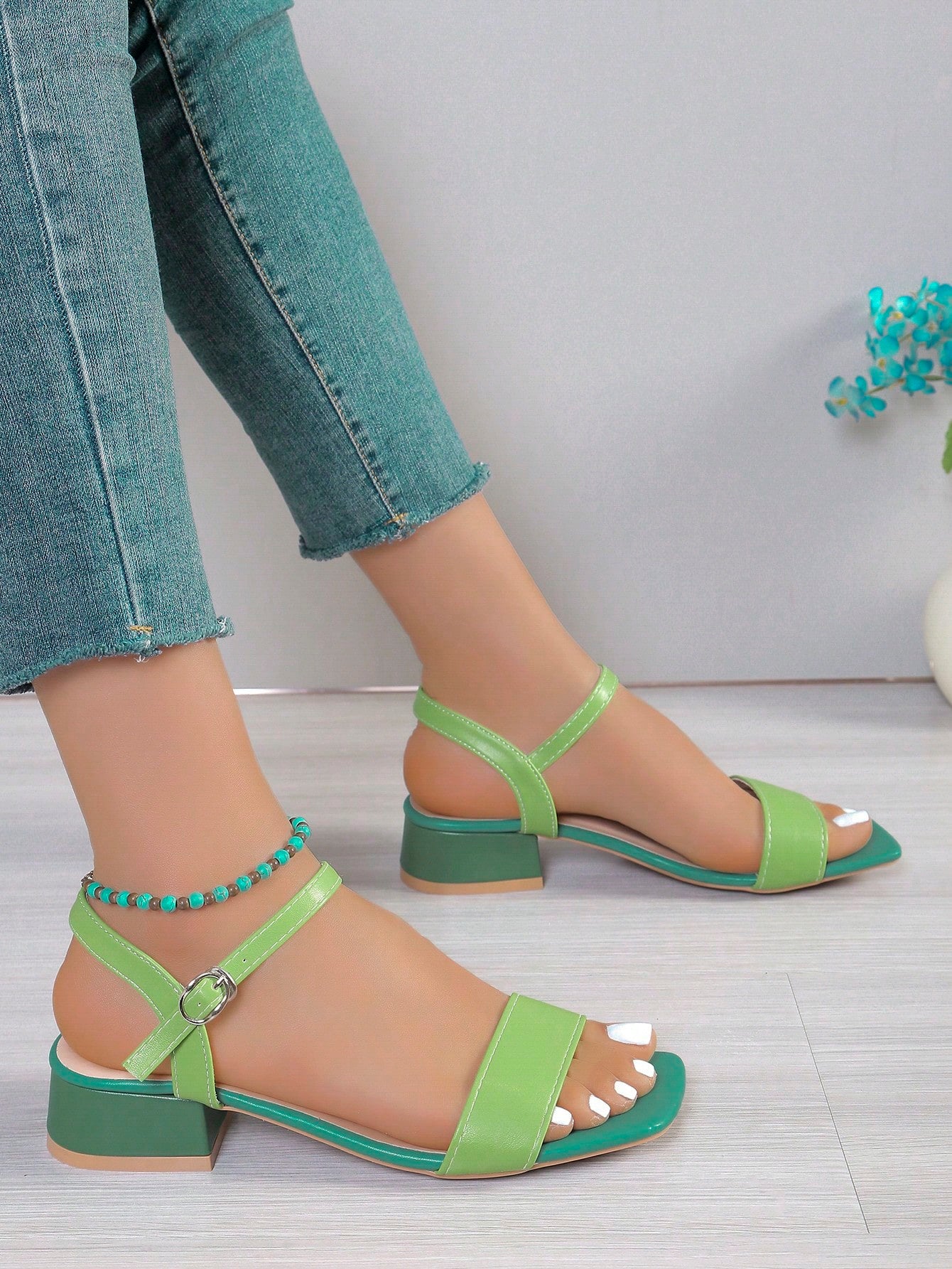 Mid-Heel Chunky Women's Sandals, 2024 Summer New Arrival, High-Heeled Ankle Strap Sandals